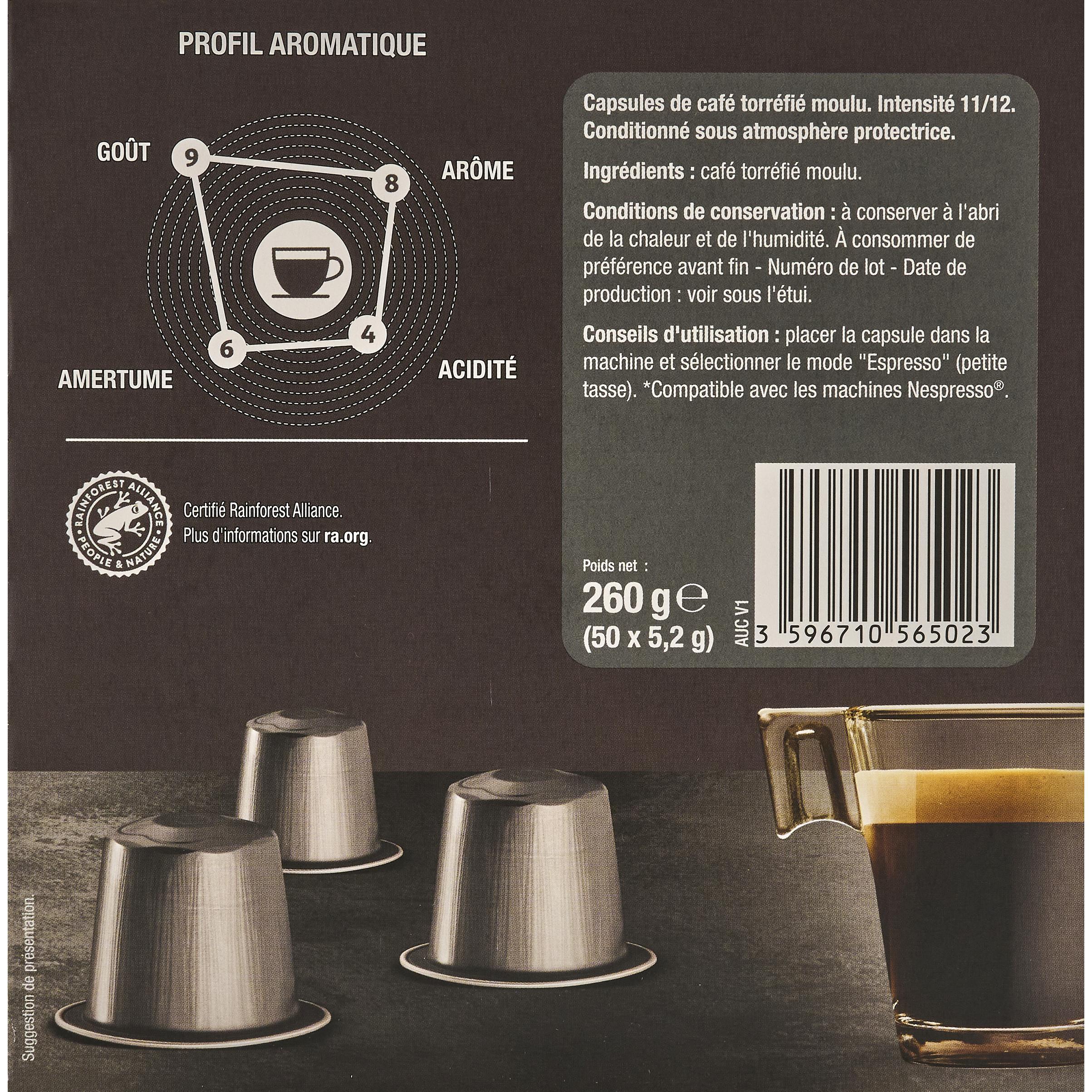 Voir la diapositive 2 : AUCHAN Café ristretto capsules alu compatibles Nespresso 260g