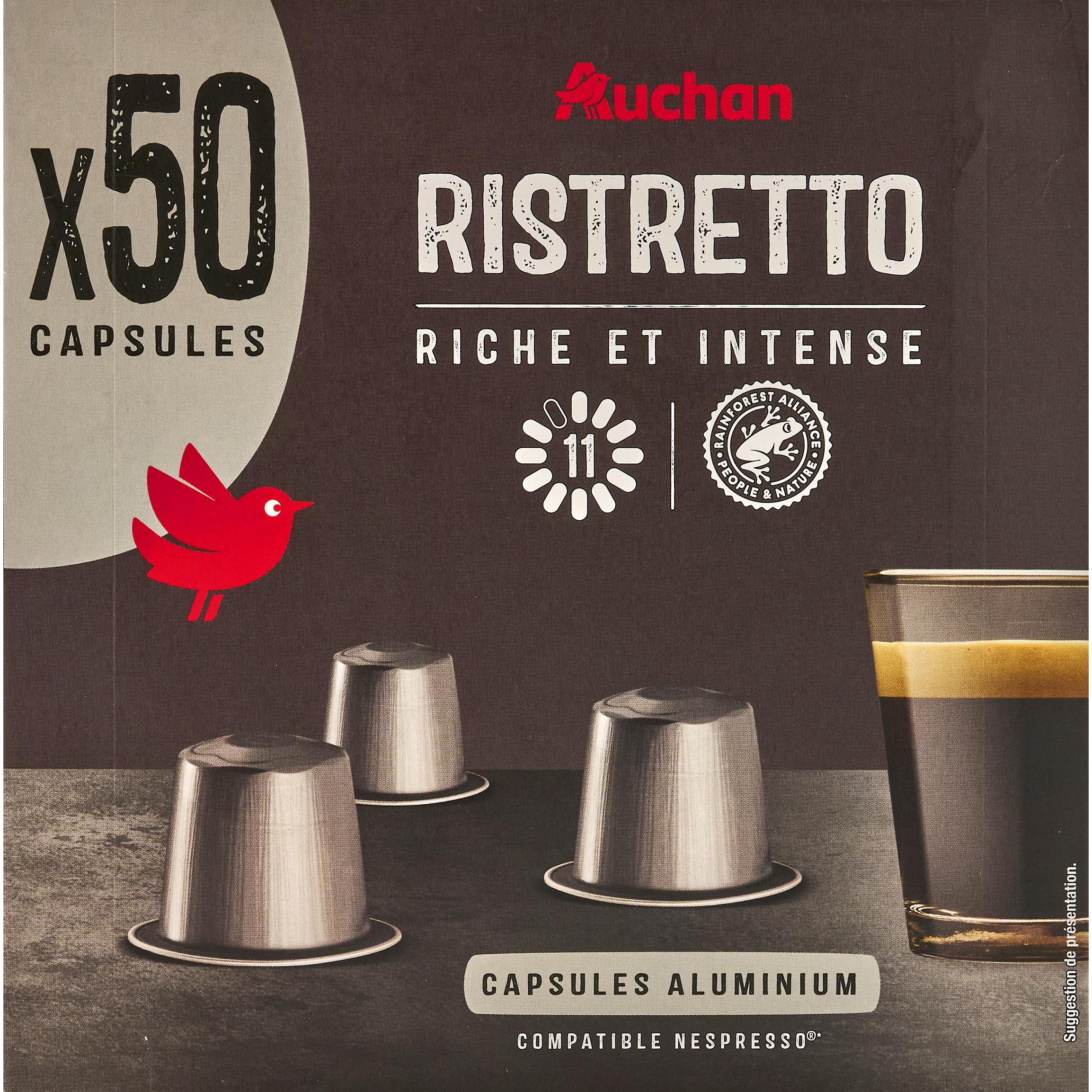 Voir la diapositive 3 : AUCHAN Café ristretto capsules alu compatibles Nespresso 260g