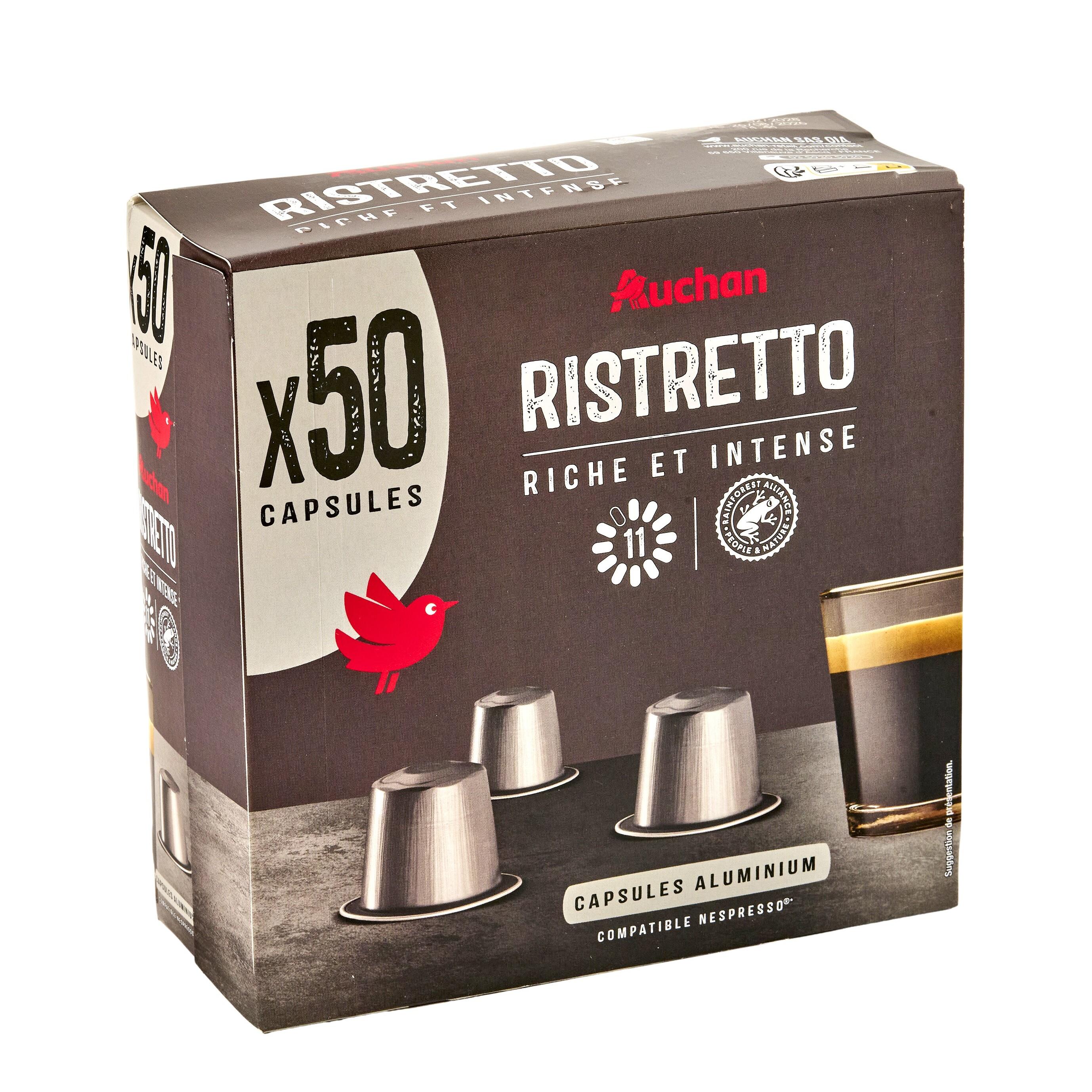 Voir la diapositive 4 : AUCHAN Café ristretto capsules alu compatibles Nespresso 260g