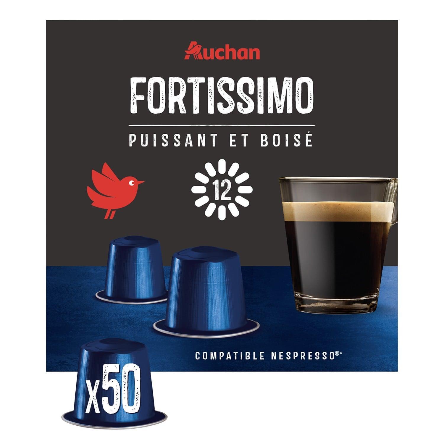 AUCHAN Café fortissimo capsules alu compatibles nespresso 50x5,2g