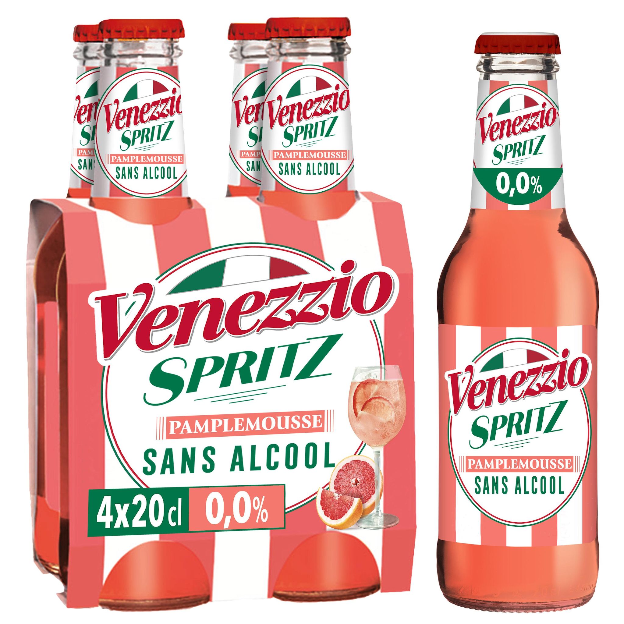 VENEZZIO Spritz Cocktail pétillant pamplemousse 0% 4x20cl