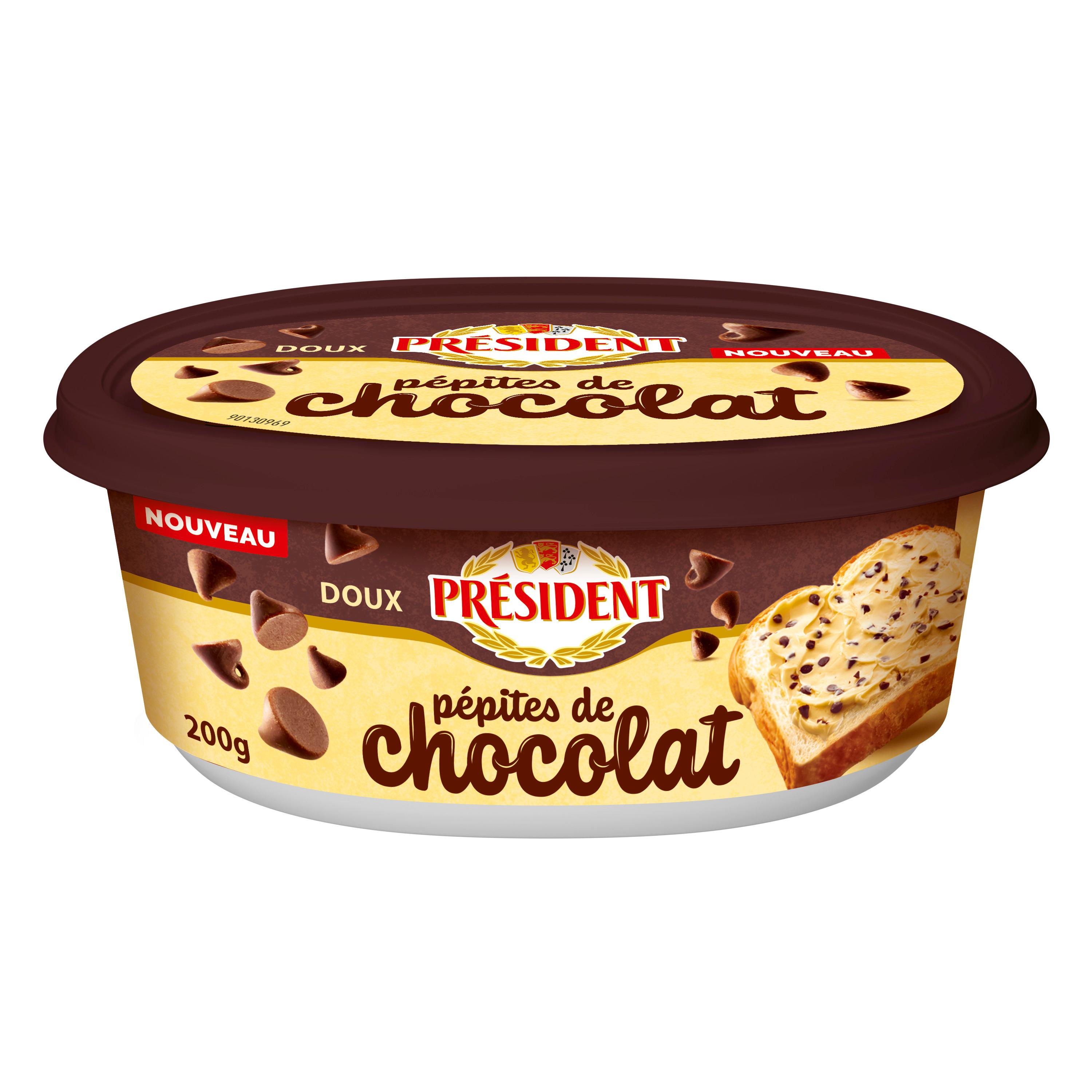 PRESIDENT Beurre doux aux pépites de chocolat 70%MG 200g