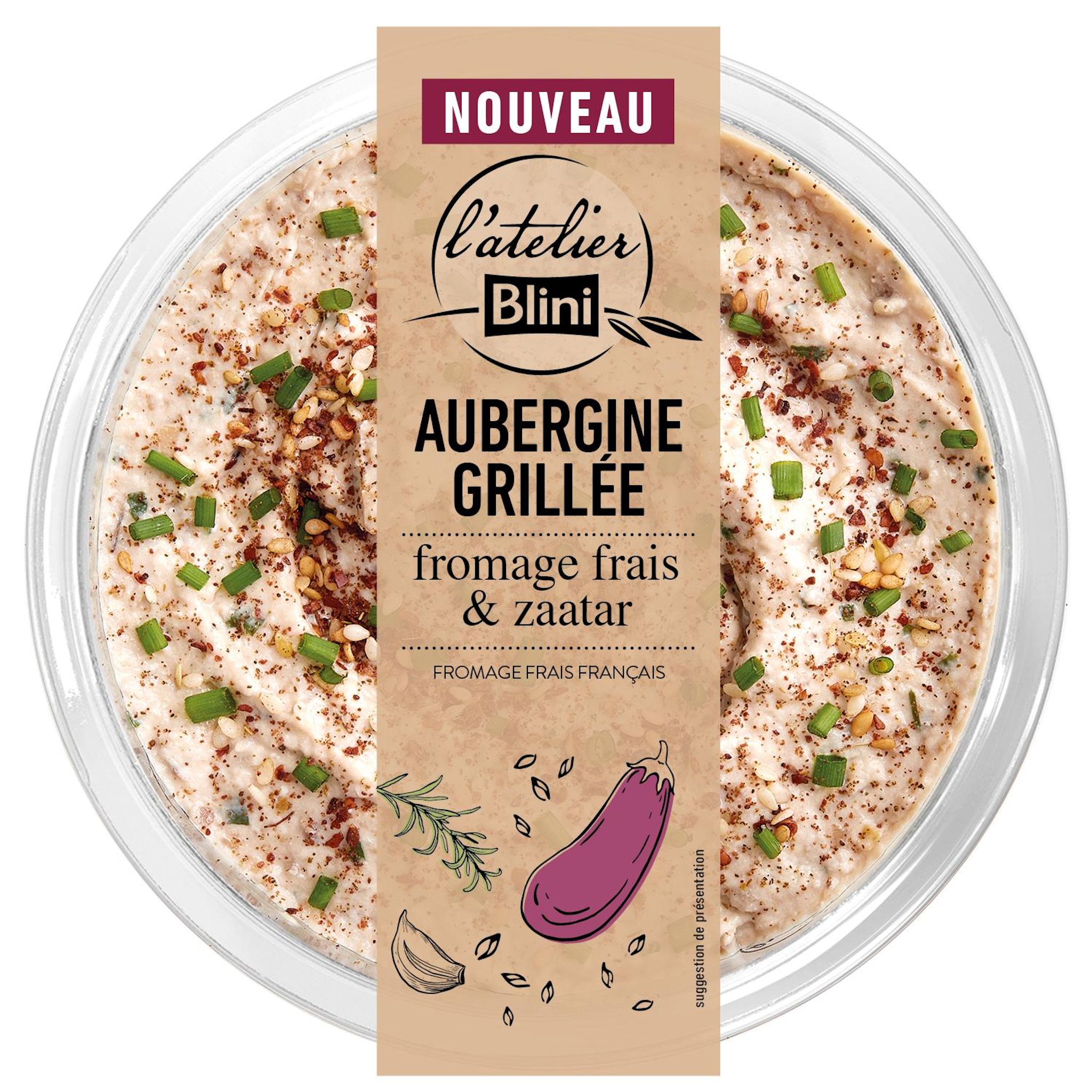 L'ATELIER BLINI Aubergine grillée fromage frais et zaatar 140g