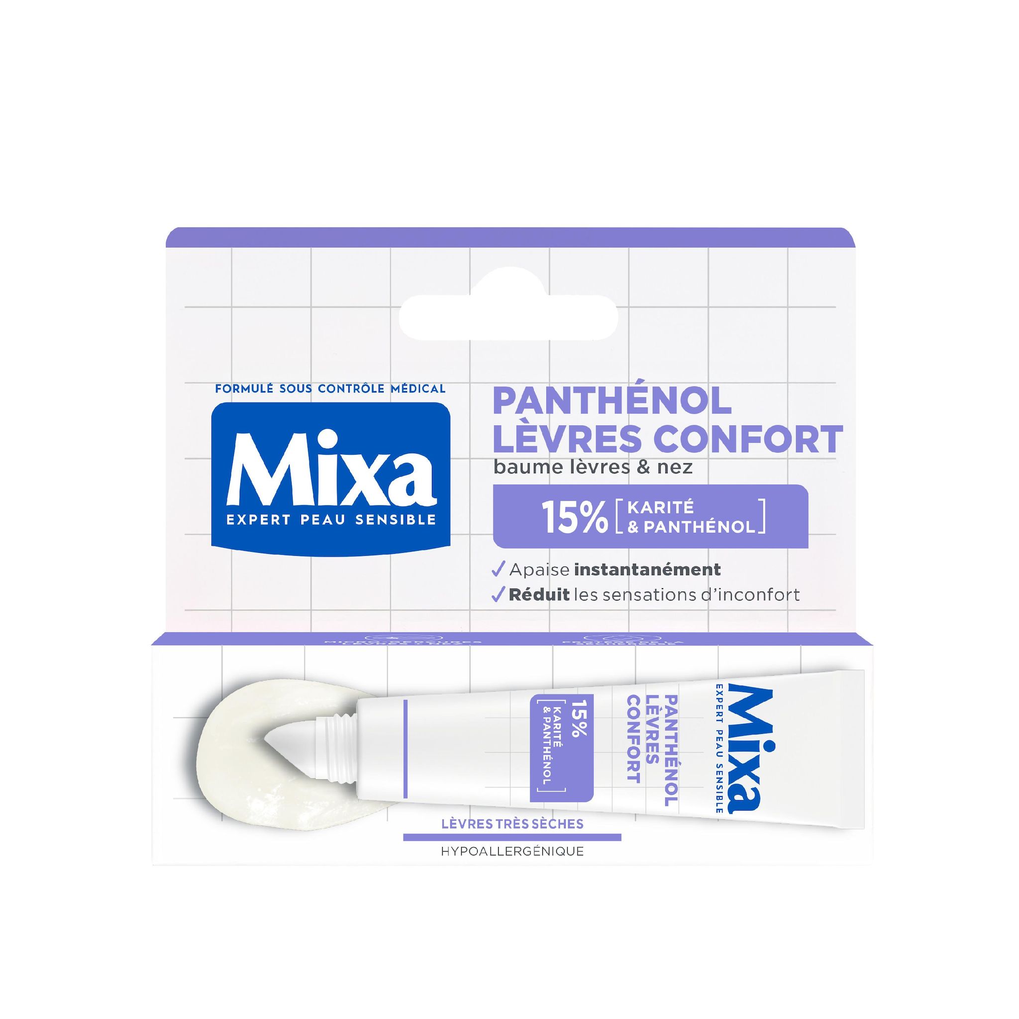 MIXA Panthénol lèvres confort baume lèvres très sèches et nez 10ml