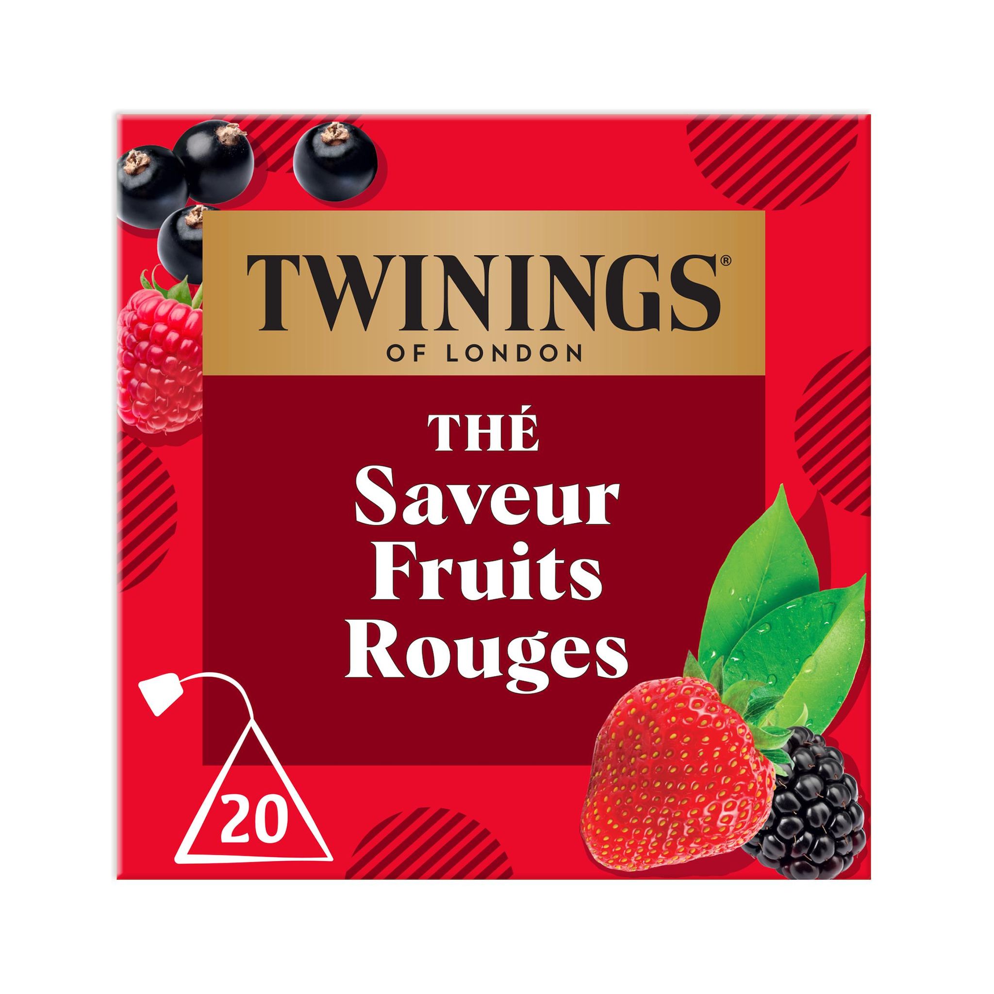 TWININGS Thé noir saveur fruits rouges 20 sachets 40g