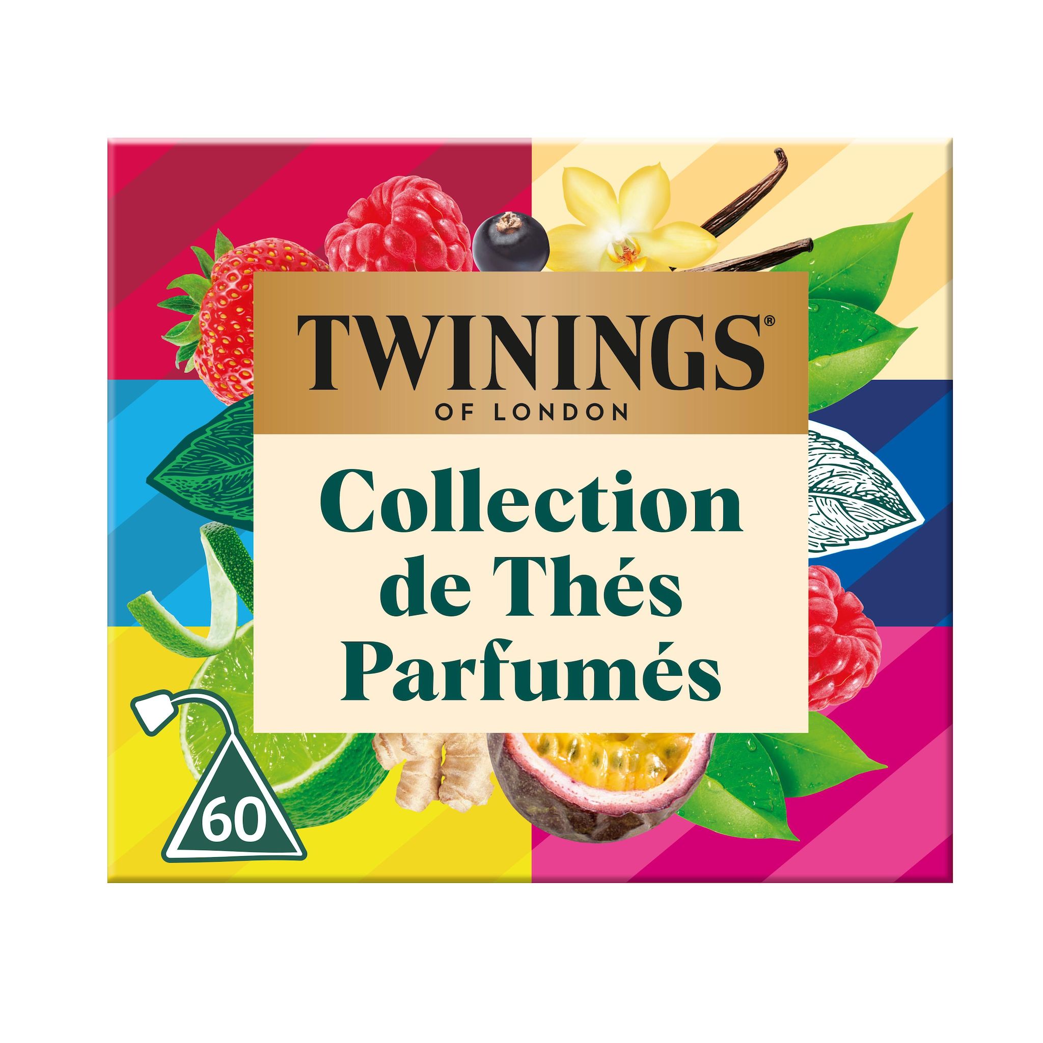 TWININGS Coffret de thés noirs et de thés verts parfumés 60 sachets 101g
