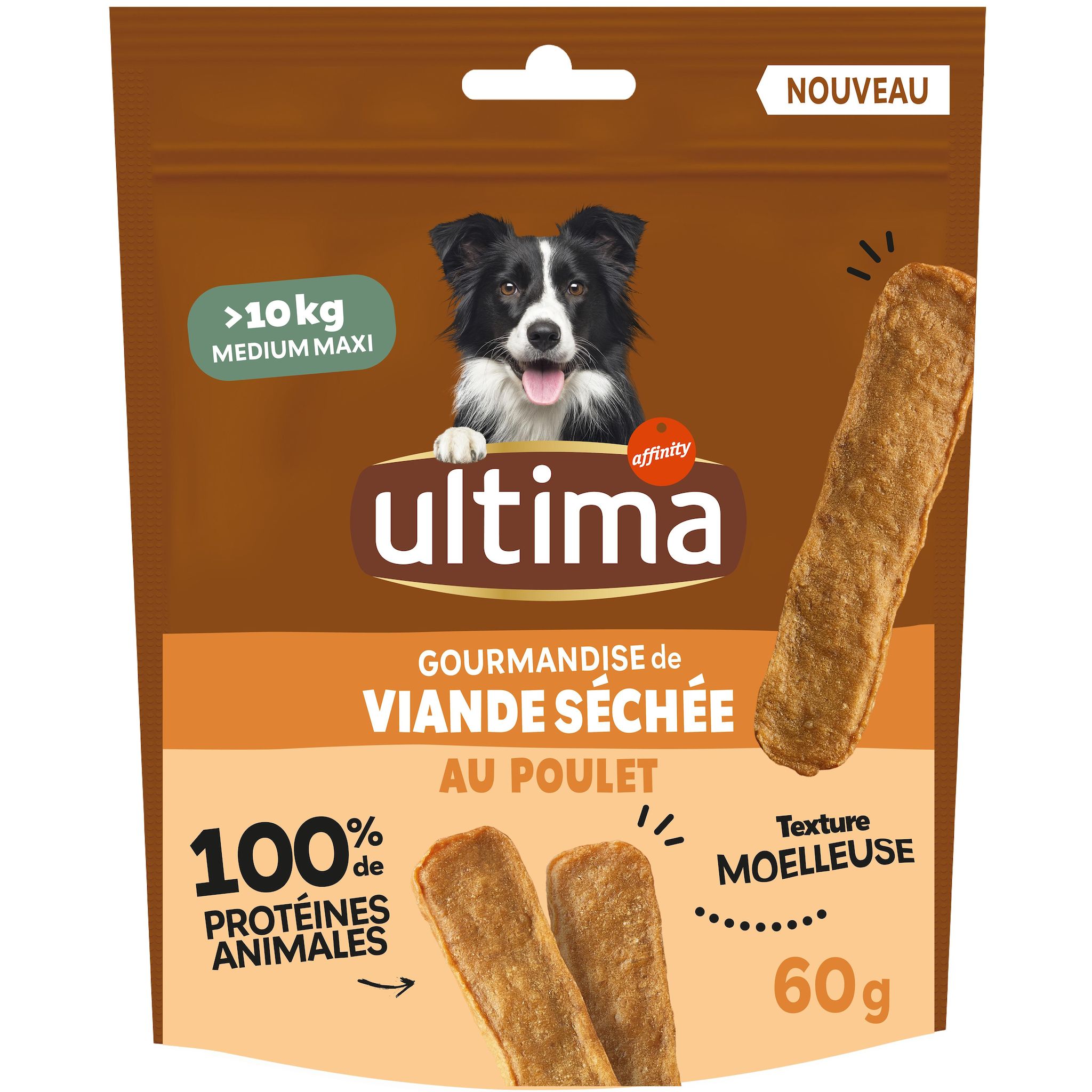 ULTIMA Viande séchée au poulet pour moyen et grand chien 60g