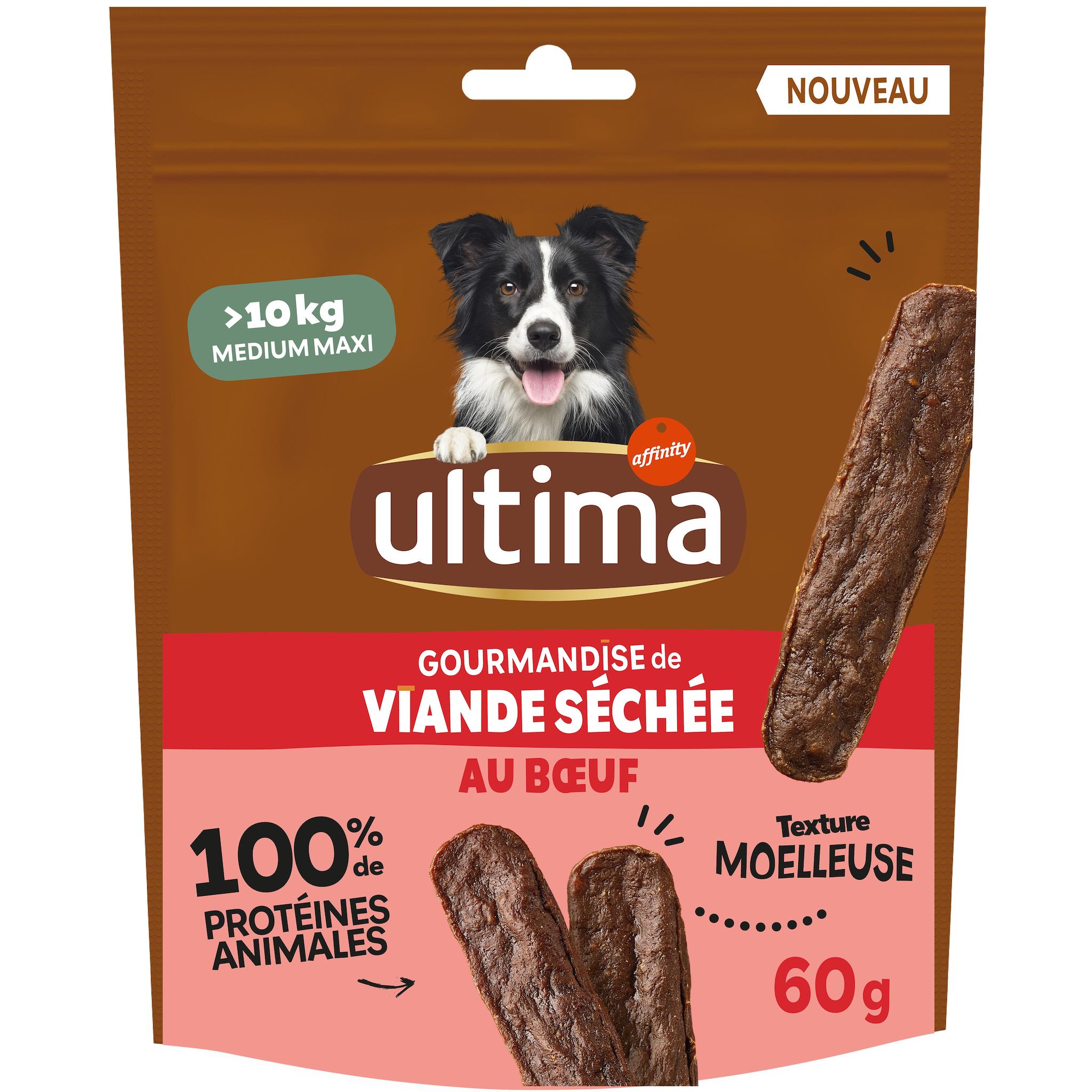 ULTIMA Friandises viande séchée au boeuf pour moyen et grand chien 60g