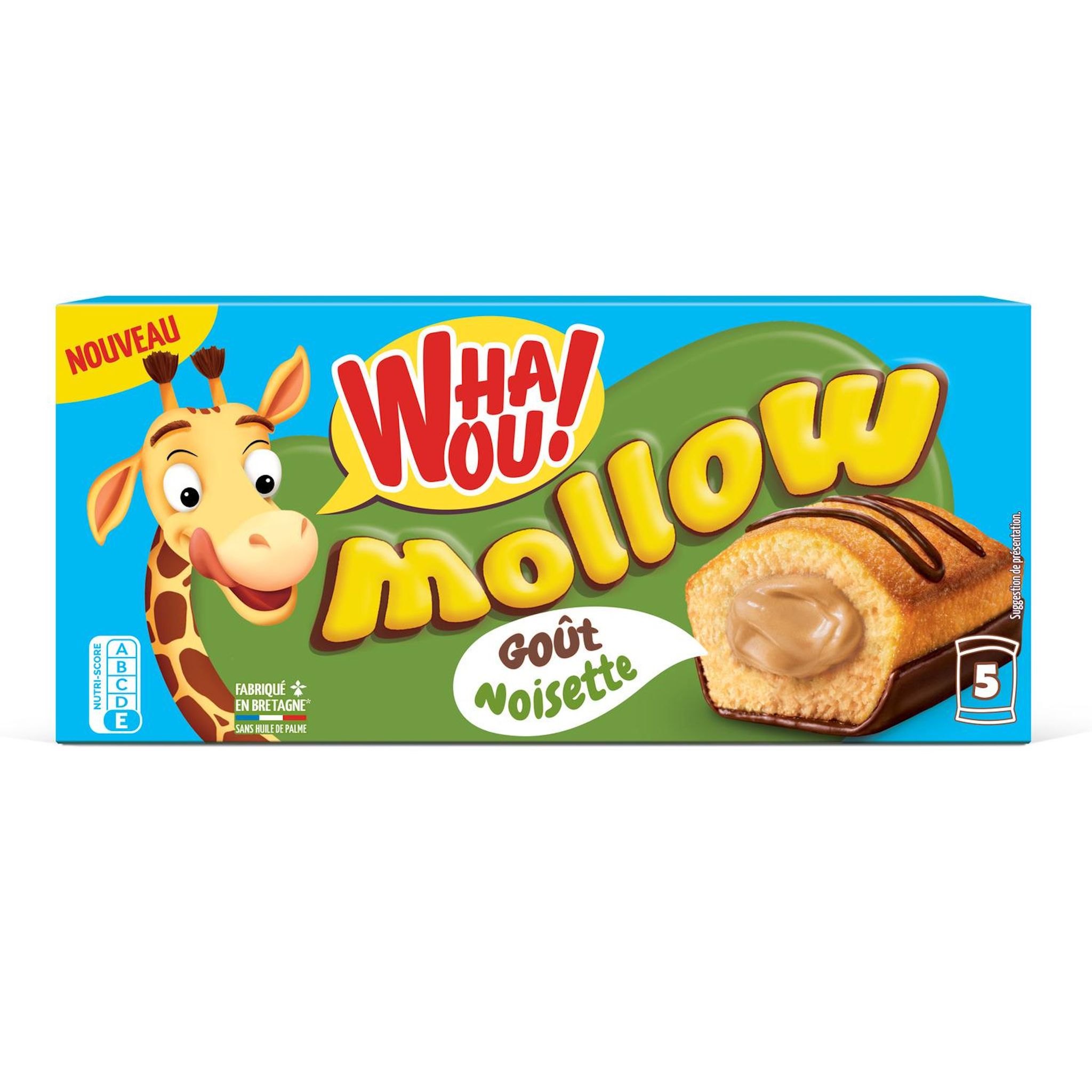 WHAOU Mollow mini gâteau fourré goût noisette 5 gâteaux 5x30g