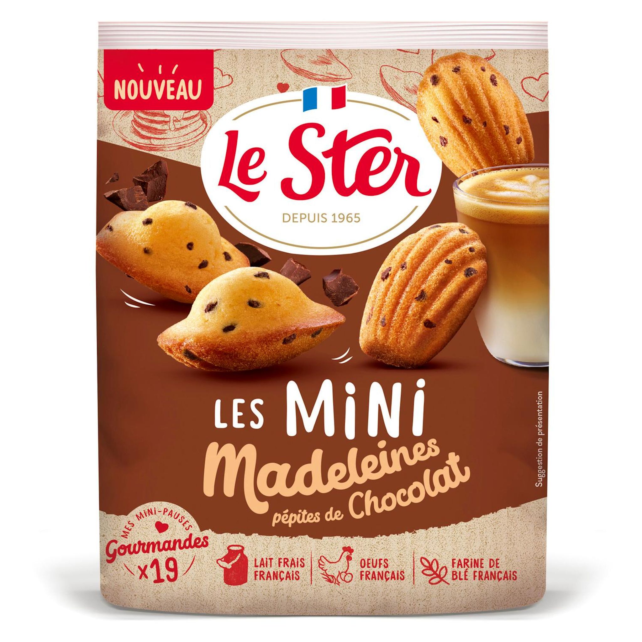 LE STER Mini madeleines aux pépites de chocolat 19 madeleines 200g