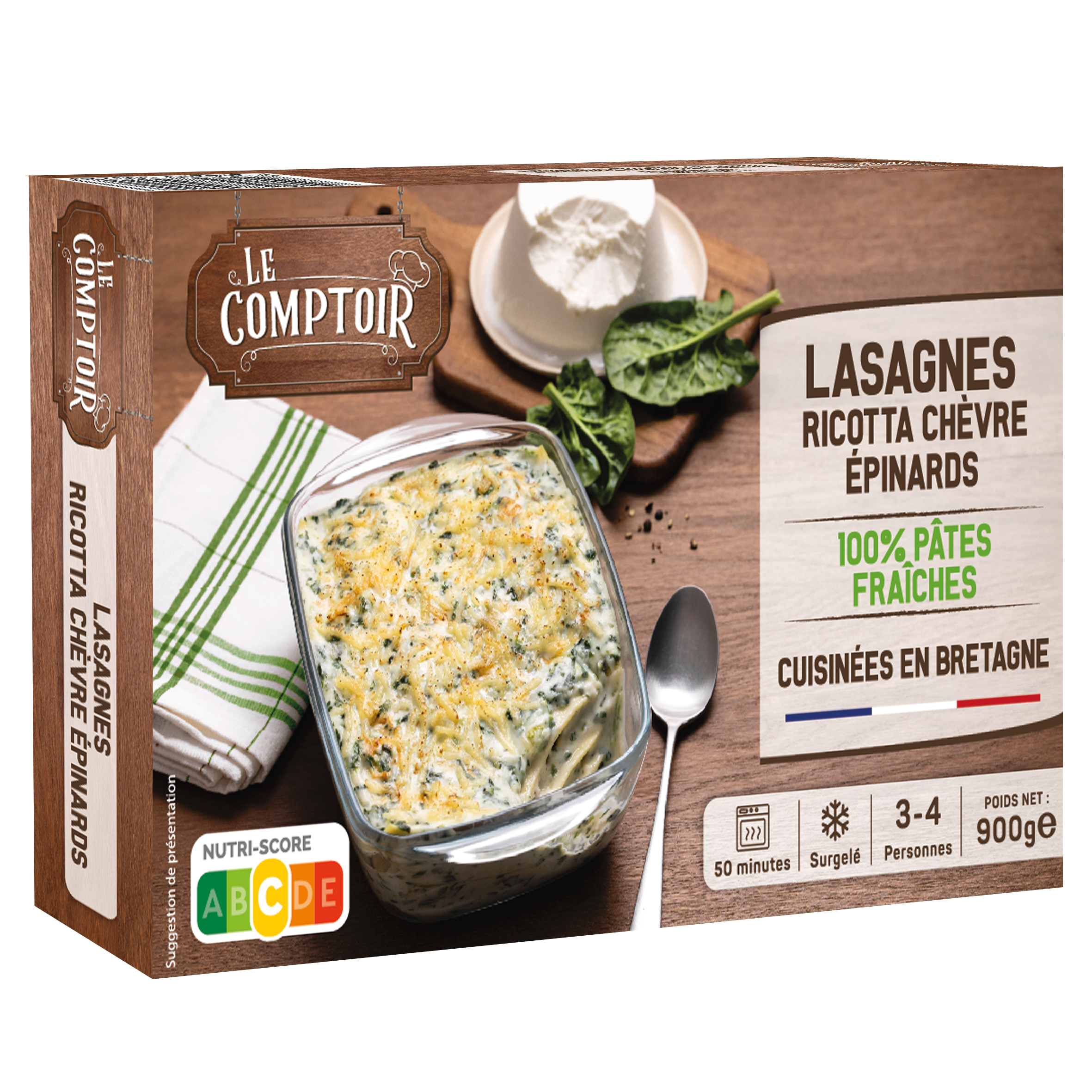LE COMPTOIR Lasagnes chèvre ricotta épinards 900g