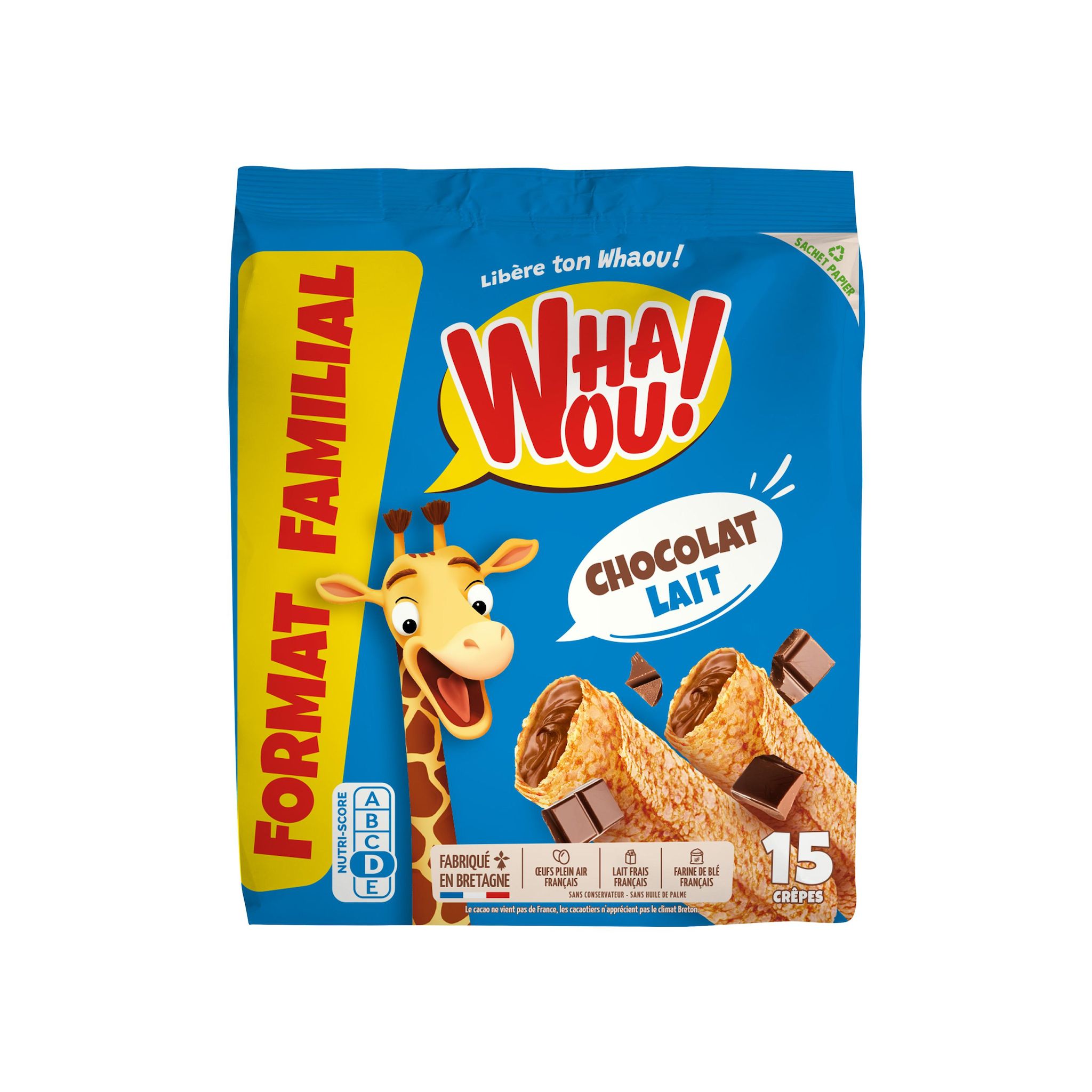 WHAOU Crêpes chocolat au lait sans huile de palme 15 crêpes 480g