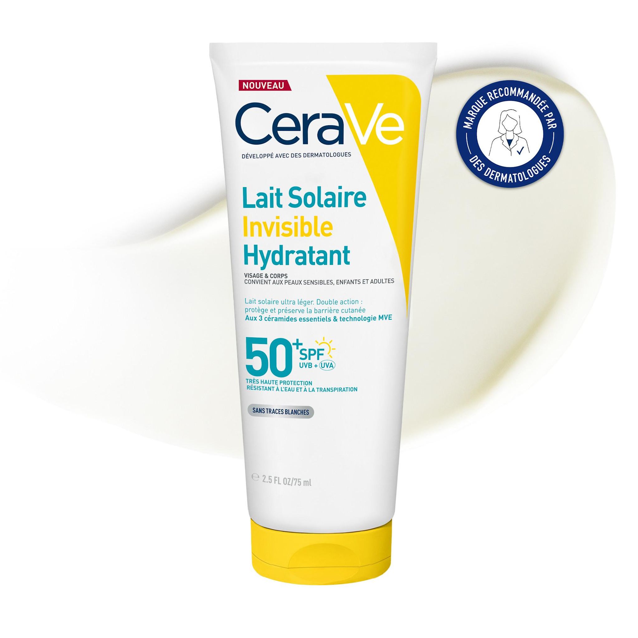 CERAVE Lait solaire invisible hydratant SPF50+ 75ml