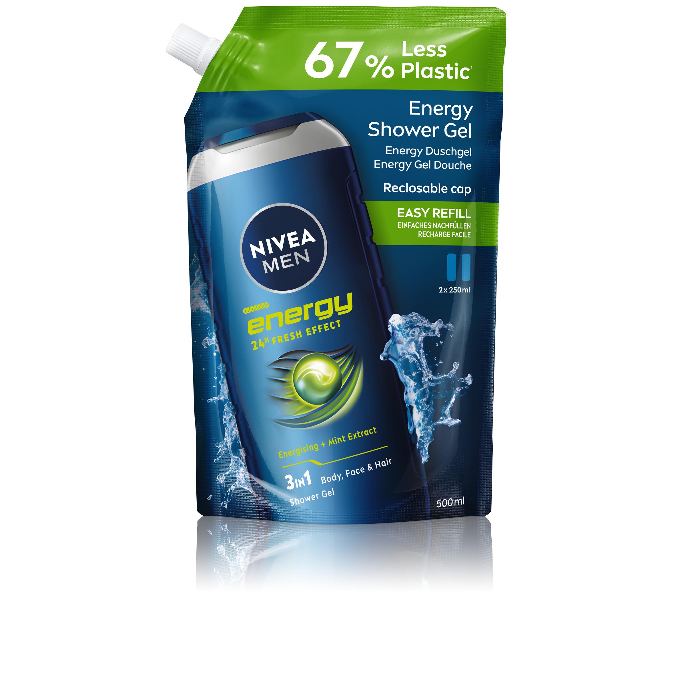 NIVEA Recharge gel douche homme 3 en 1 energy 500ml