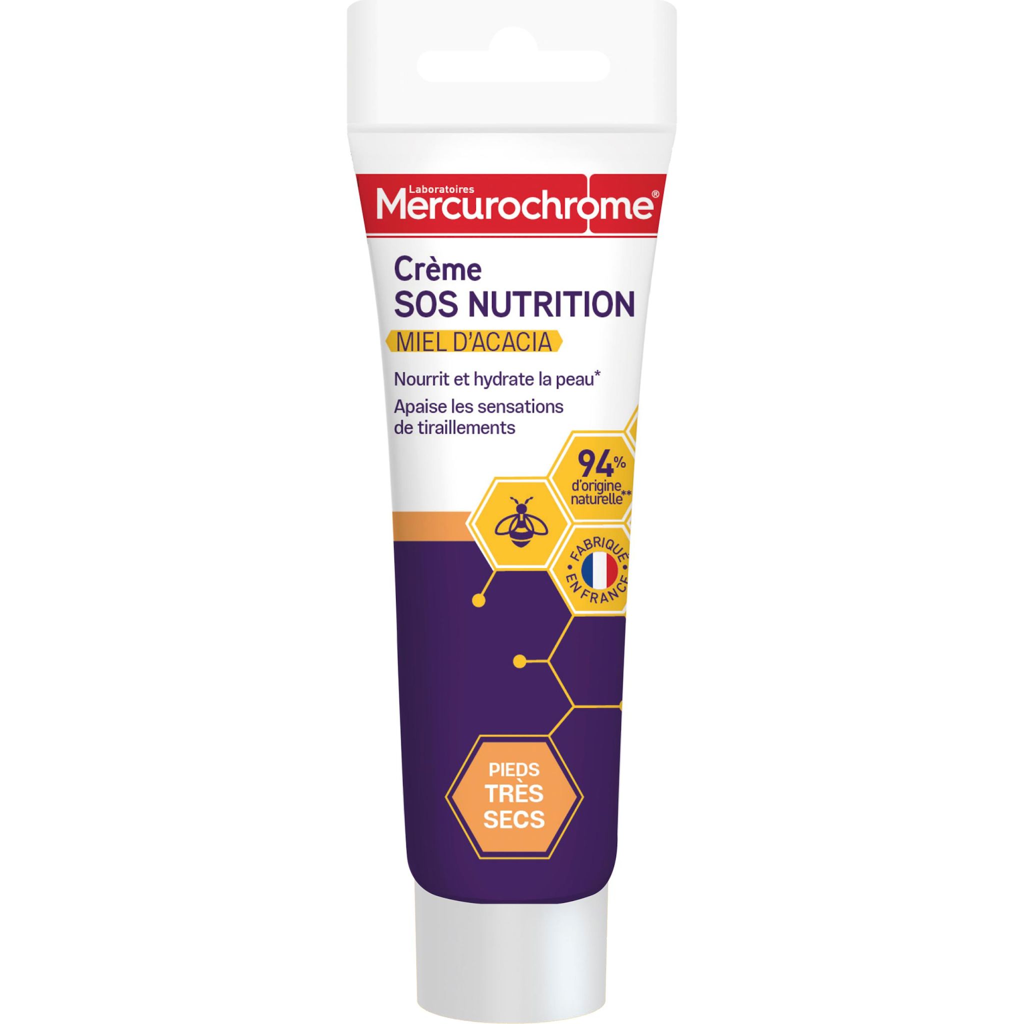 MERCUROCHROME Crème SOS nutrition au miel d'acacia pieds très secs 80ml