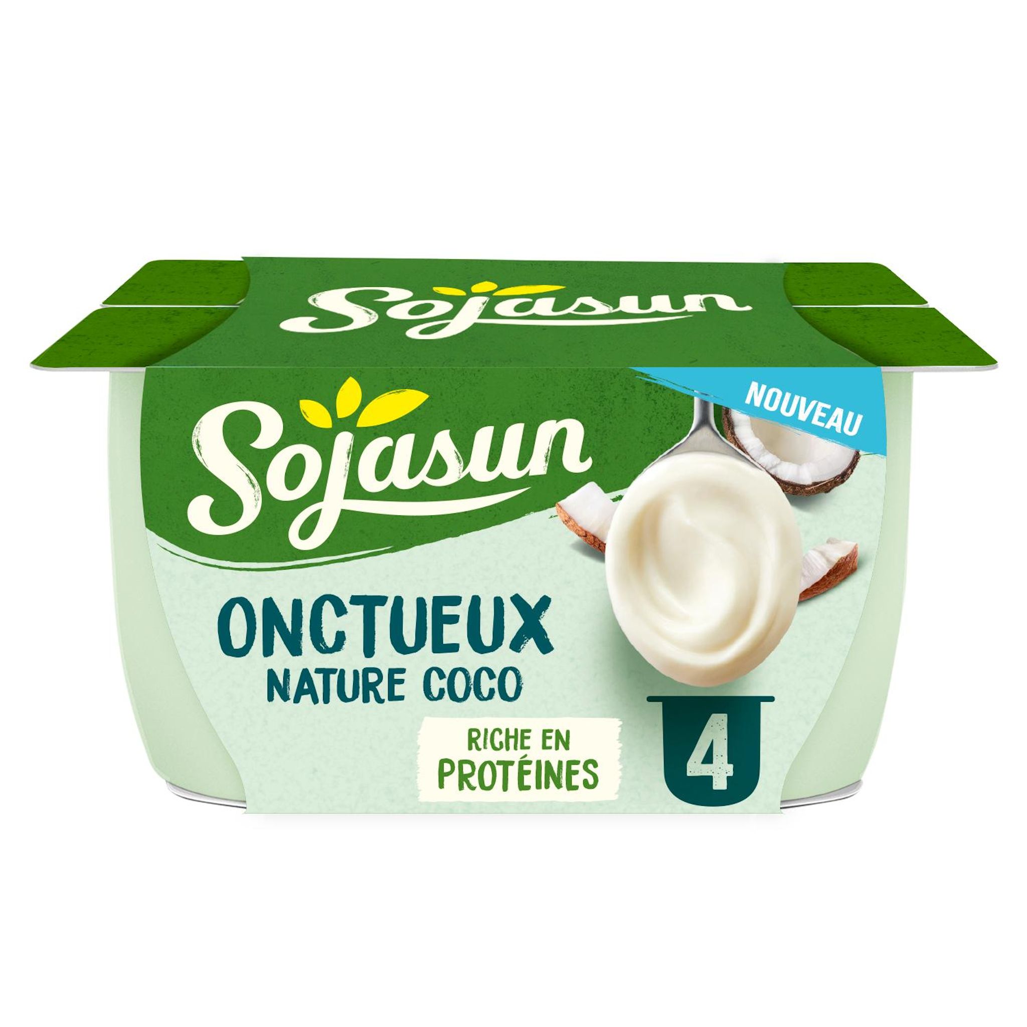 SOJASUN Yaourt soja aromatisé nature coco onctueux 4x100g