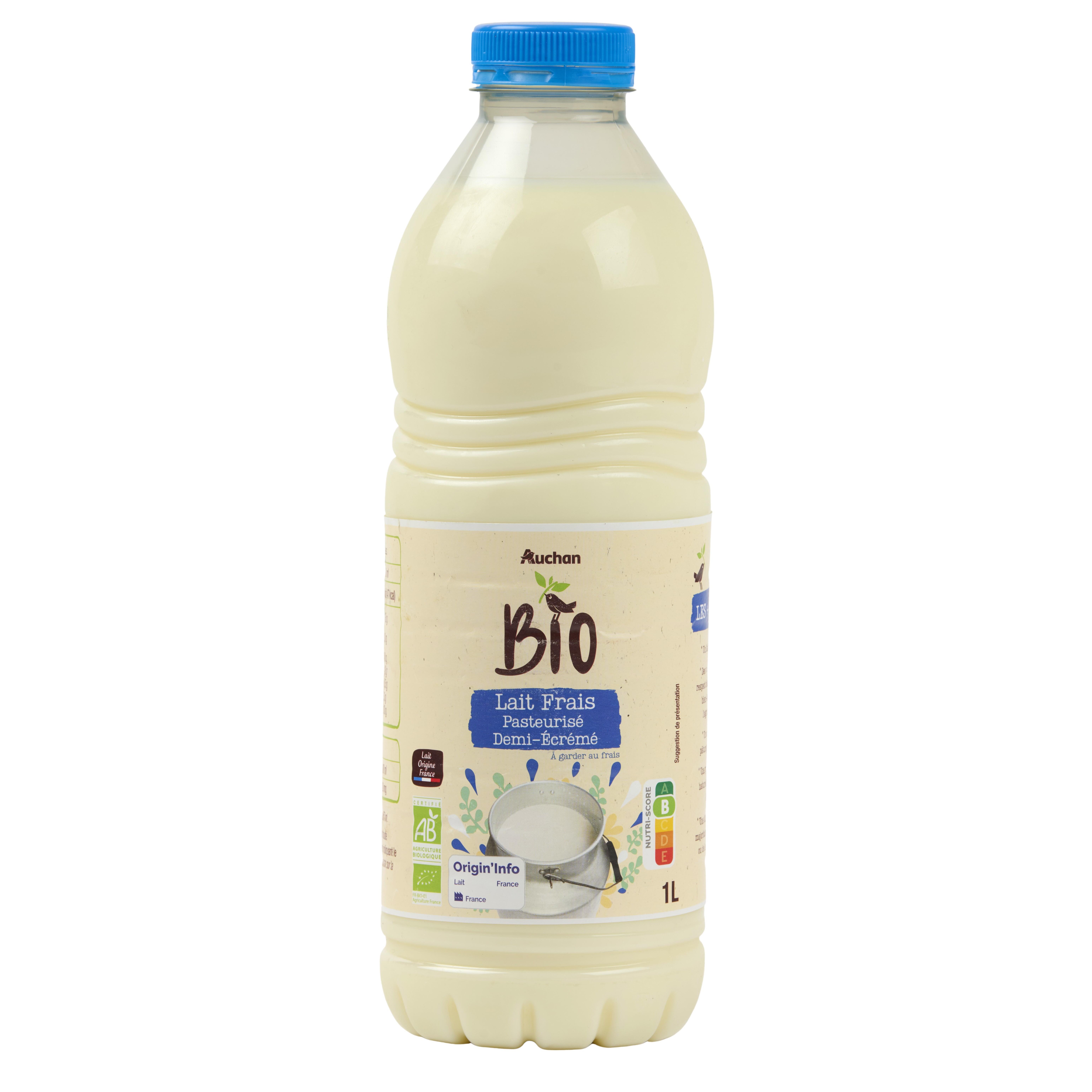 AUCHAN BIO Lait frais pasteurisé demi-écrémé 1l