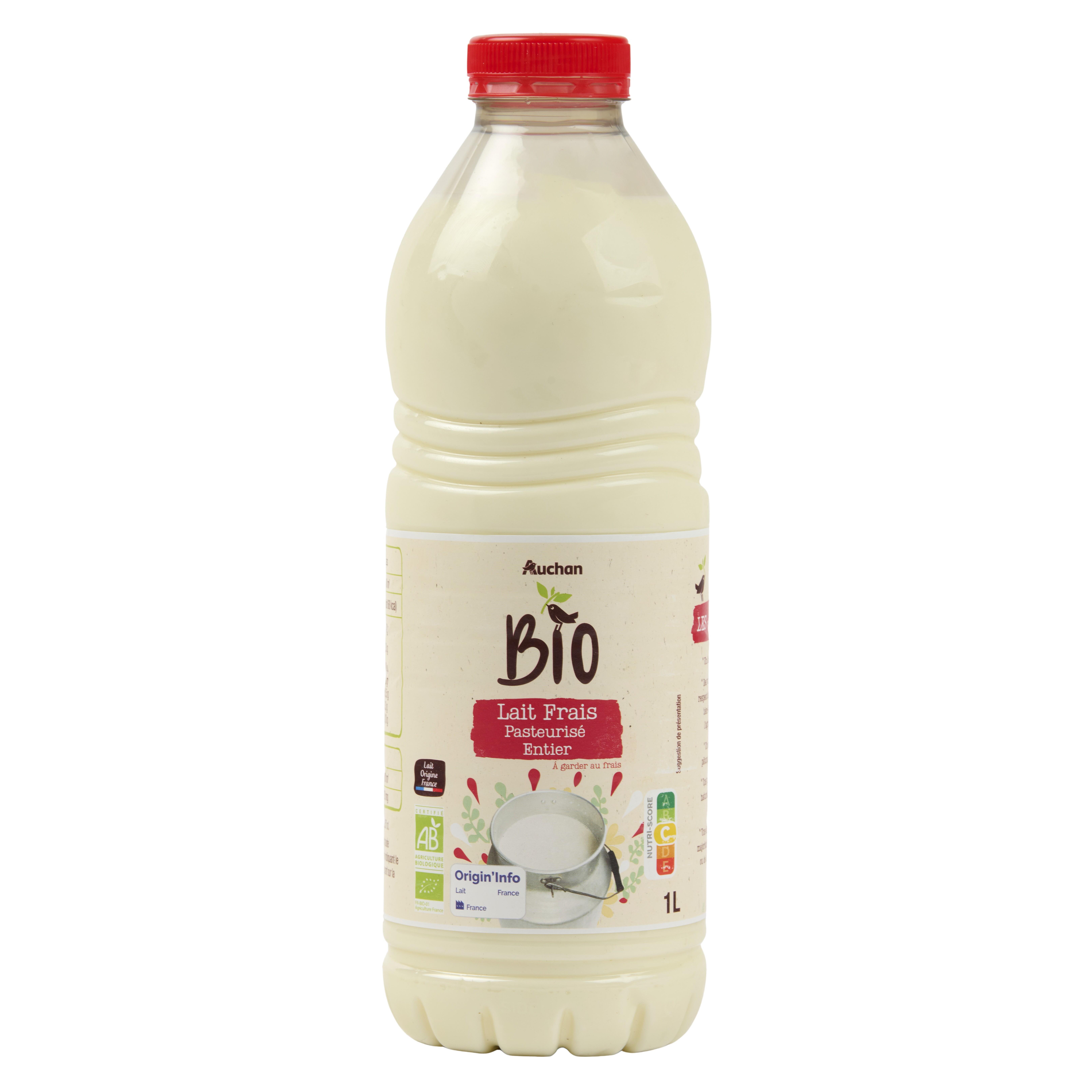 AUCHAN BIO Bio lait frais pasteurisé entier 1l