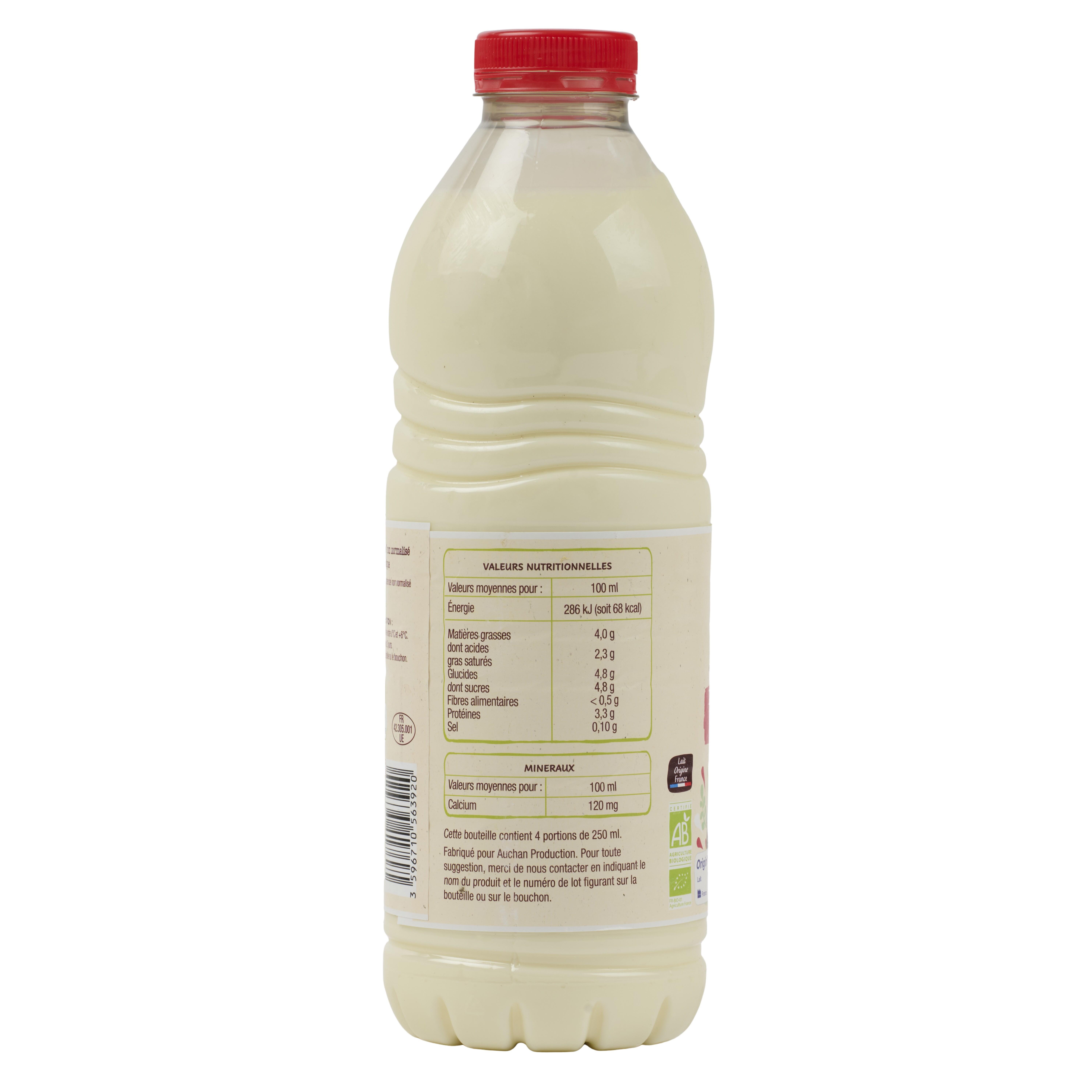 Voir la diapositive 4 : AUCHAN BIO Bio lait frais pasteurisé entier 1l