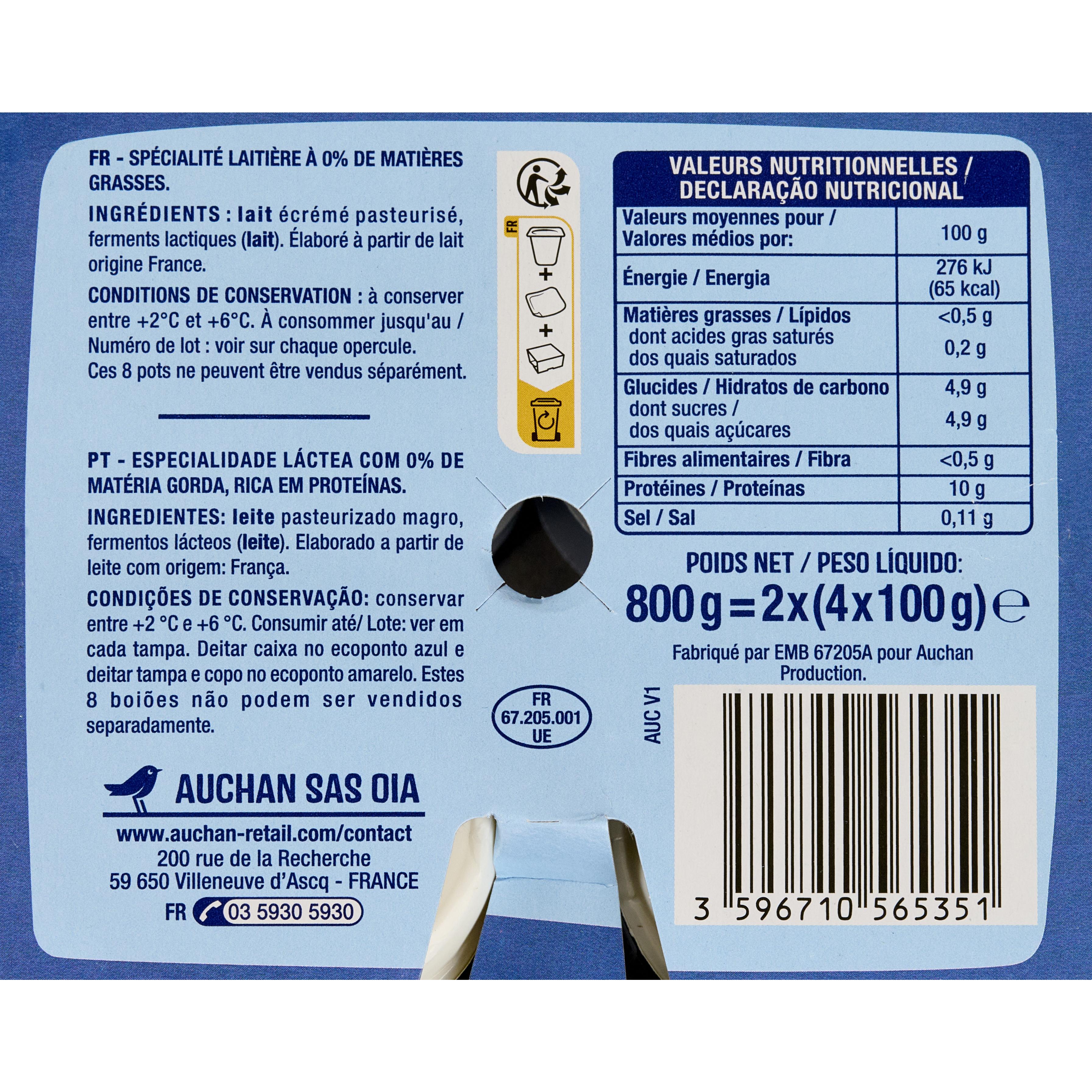 Voir la diapositive 3 : AUCHAN Skyr nature 8x100g