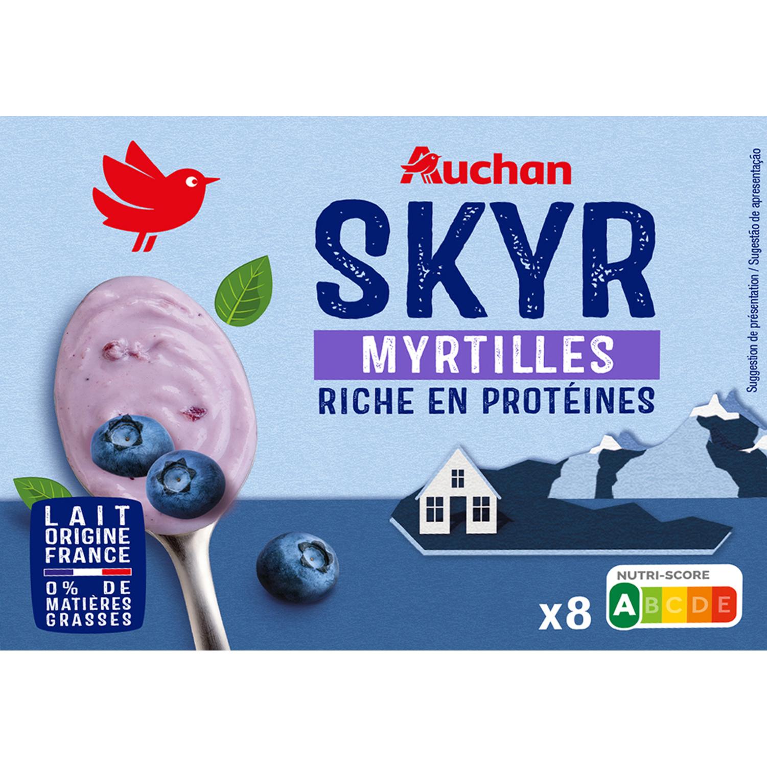 AUCHAN Skyr à la myrtille 8x100g