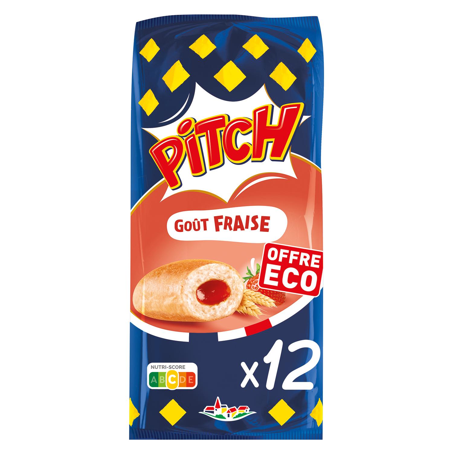 PITCH Brioche fourrée goût fraise 12 pièces 450g