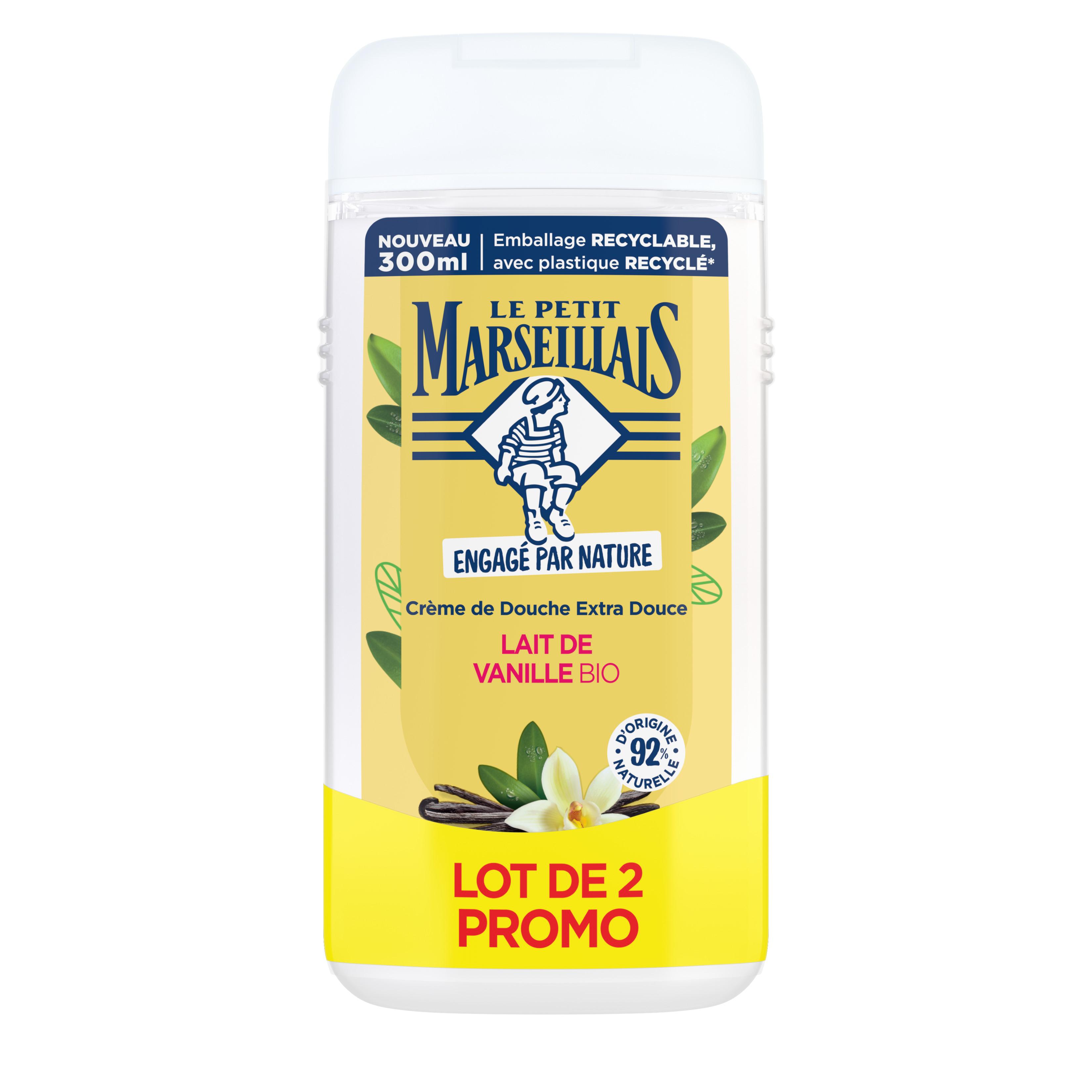 LE PETIT MARSEILLAIS Crème de douche extra douce au lait de vanille bio 2x300ml