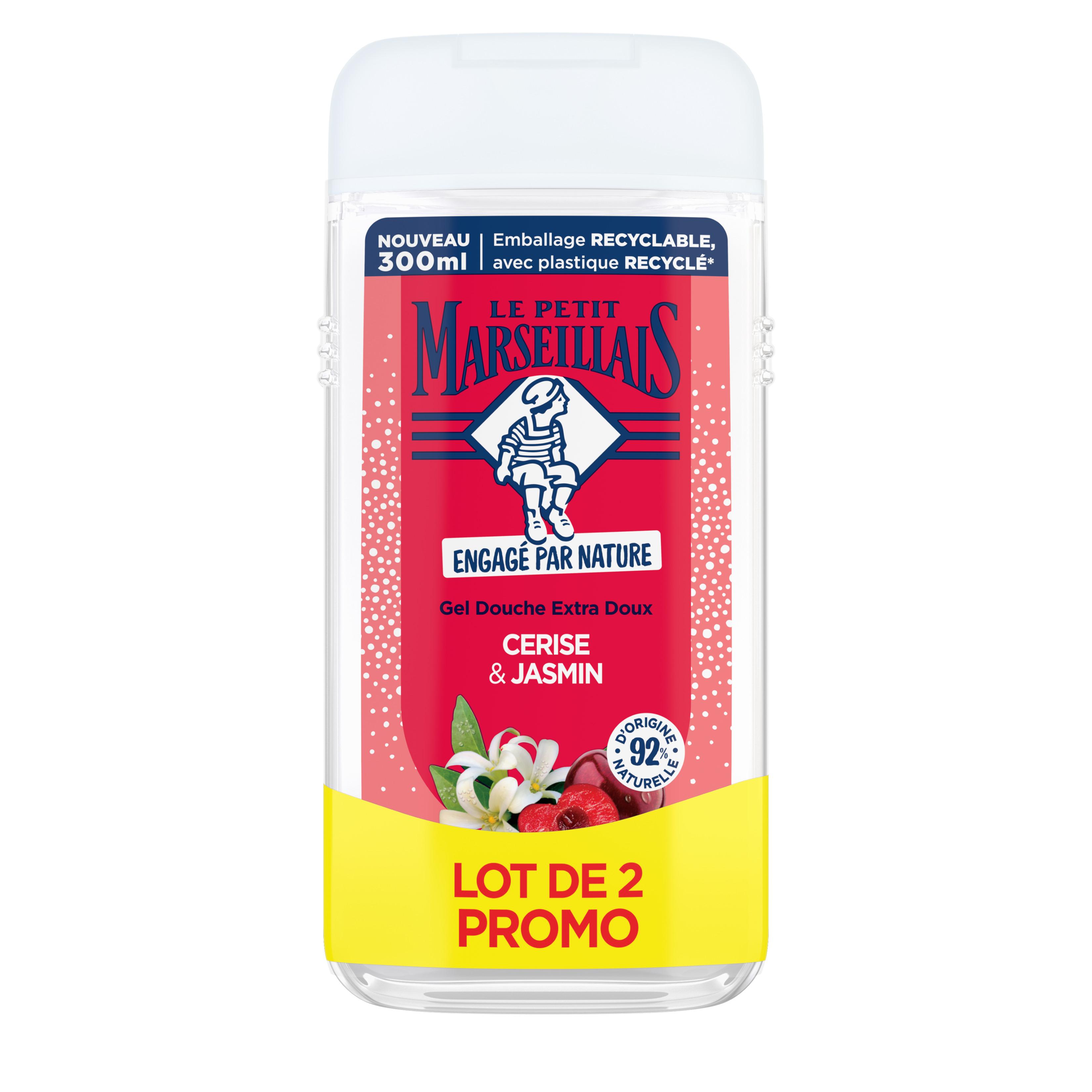 LE PETIT MARSEILLAIS Gel douche extra douce cerise et jasmin 2x300ml