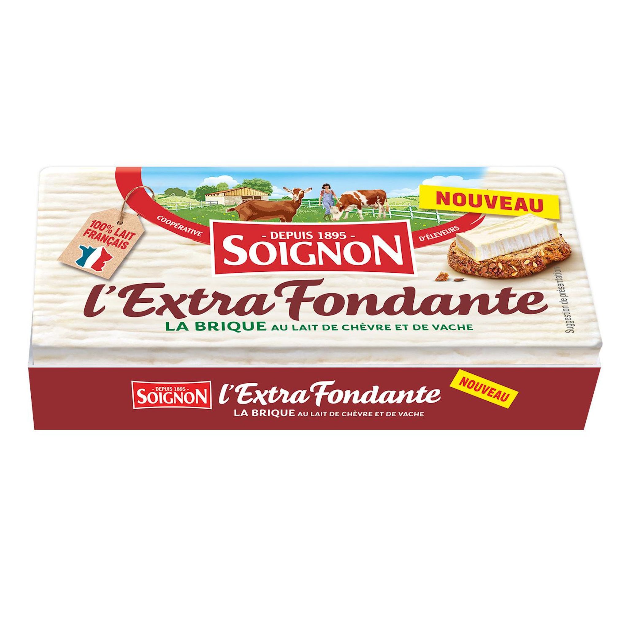SOIGNON Fromage de chèvre fondant en brique au lait pasteurisé 150g
