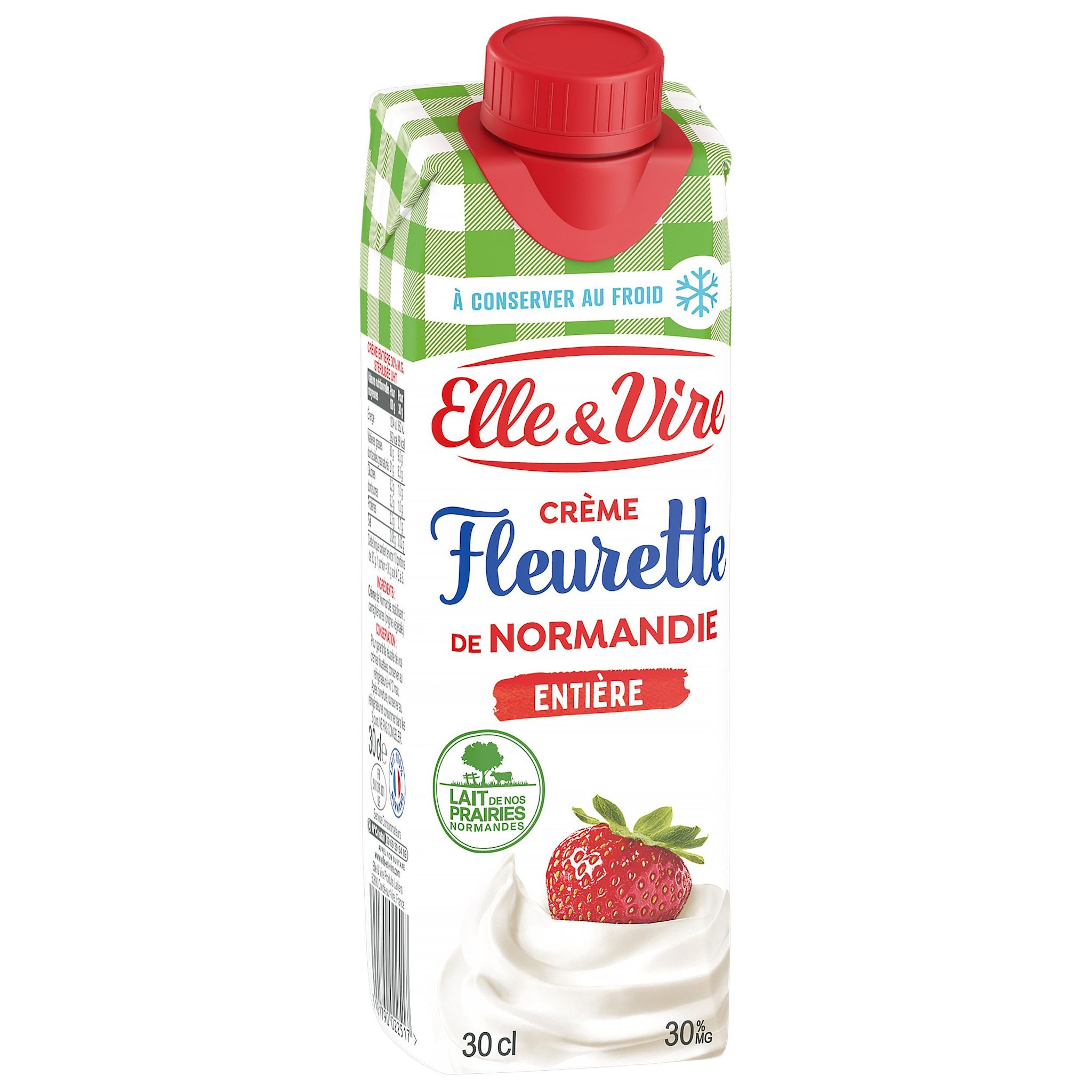 ELLE & VIRE Crème fraîche fleurette de Normandie entière 30%MG 30cl