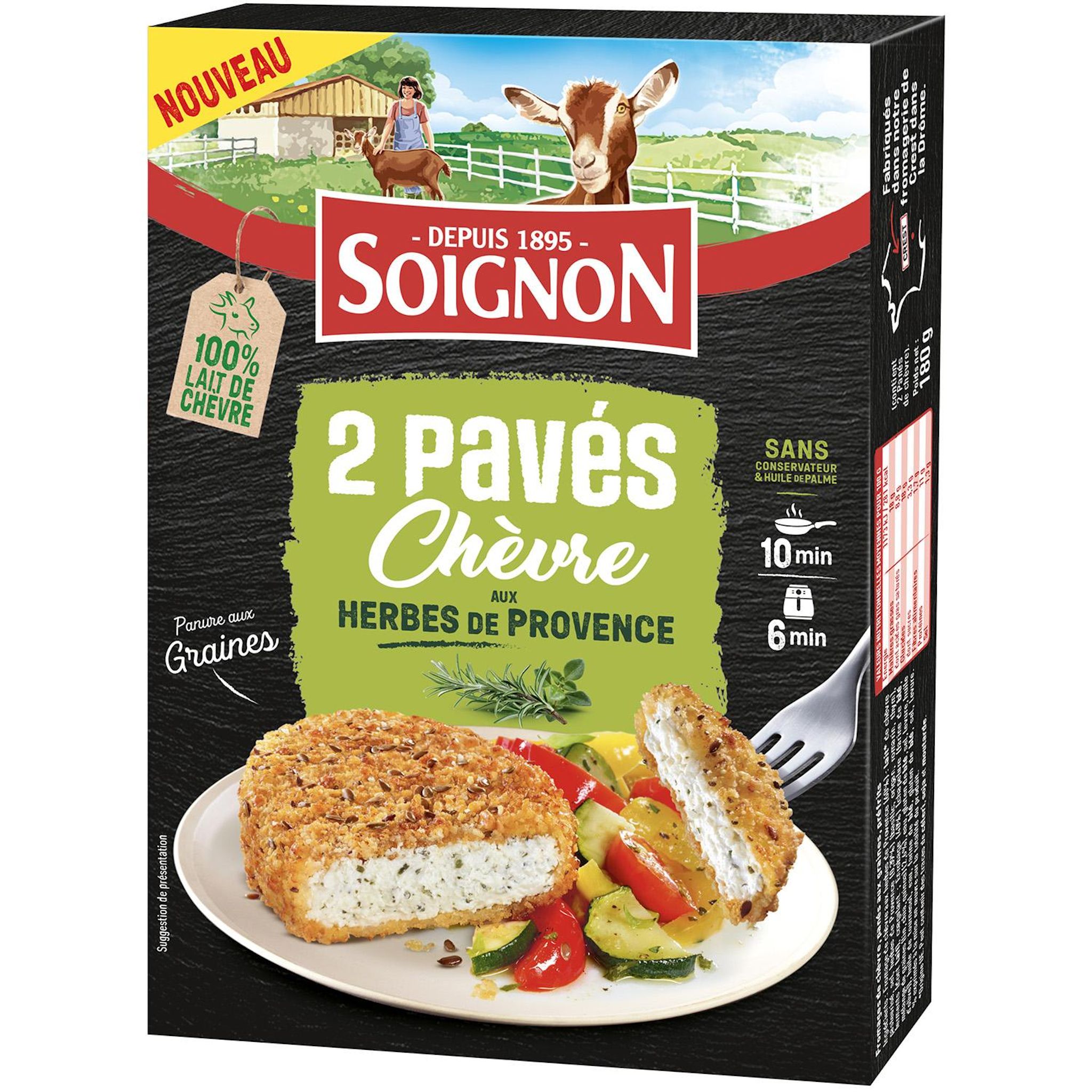 SOIGNON Fromage de chèvre herbes de Provence pané 2x90g