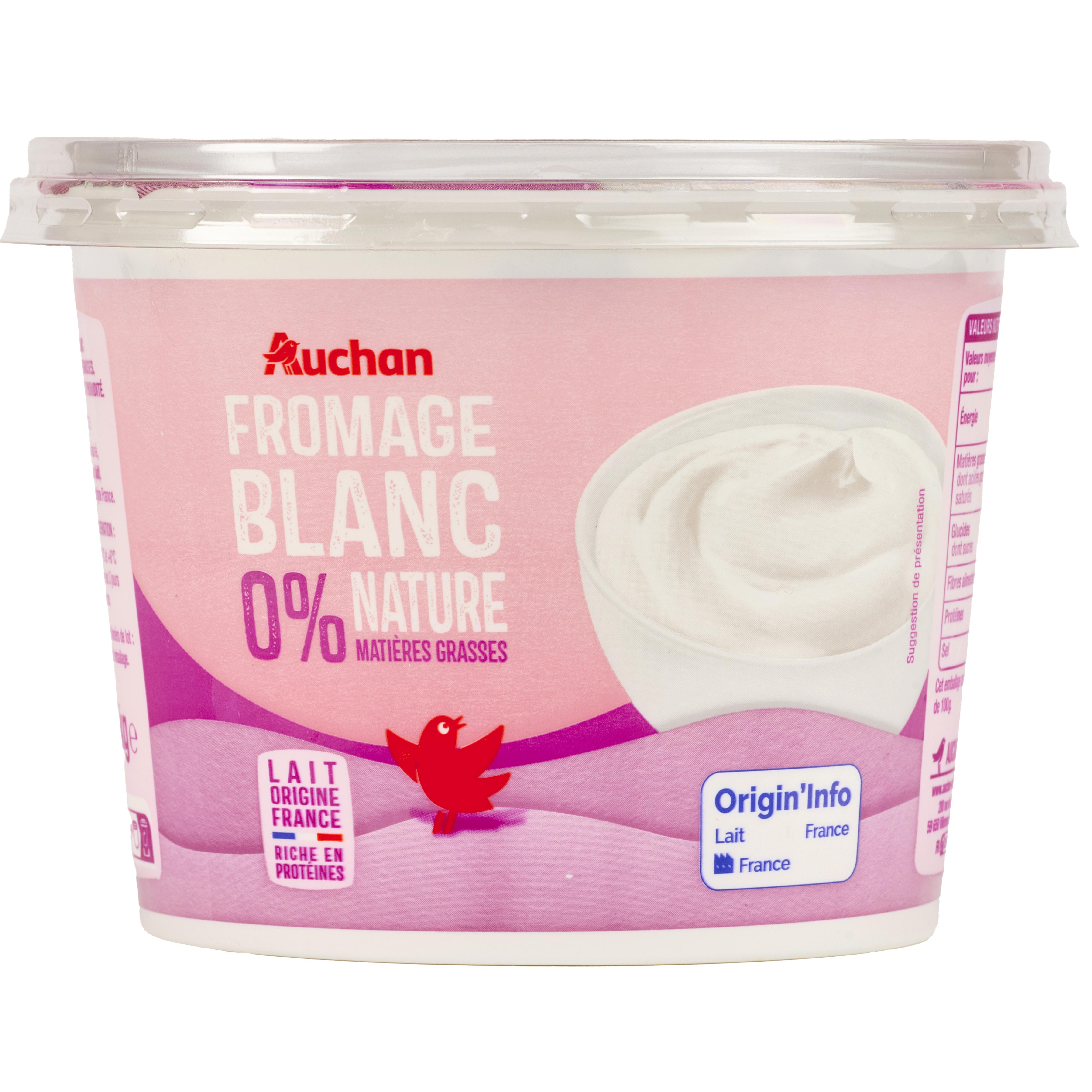 AUCHAN Fromage blanc 0% nature 1kg