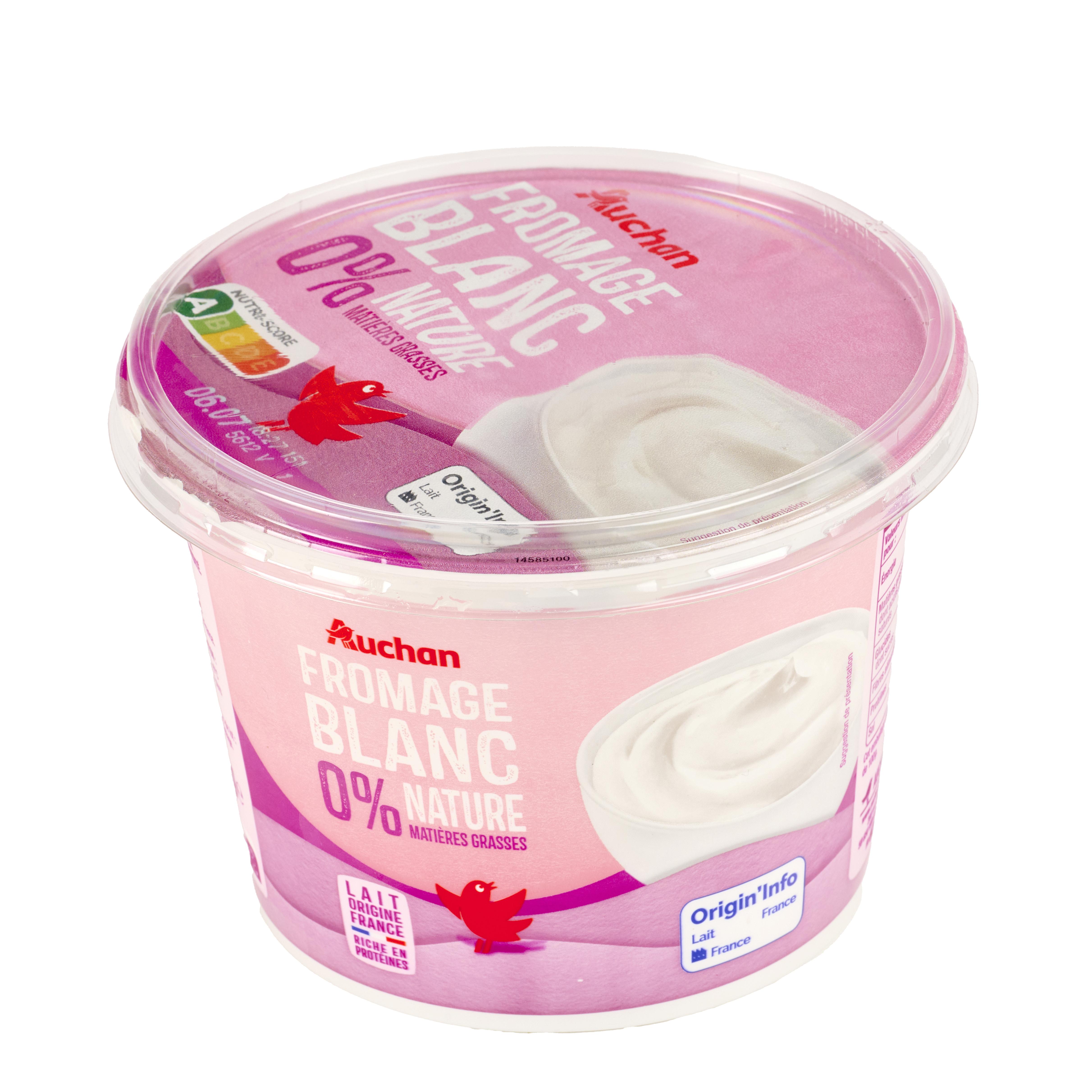 Voir la diapositive 2 : AUCHAN Fromage blanc 0% nature 1kg