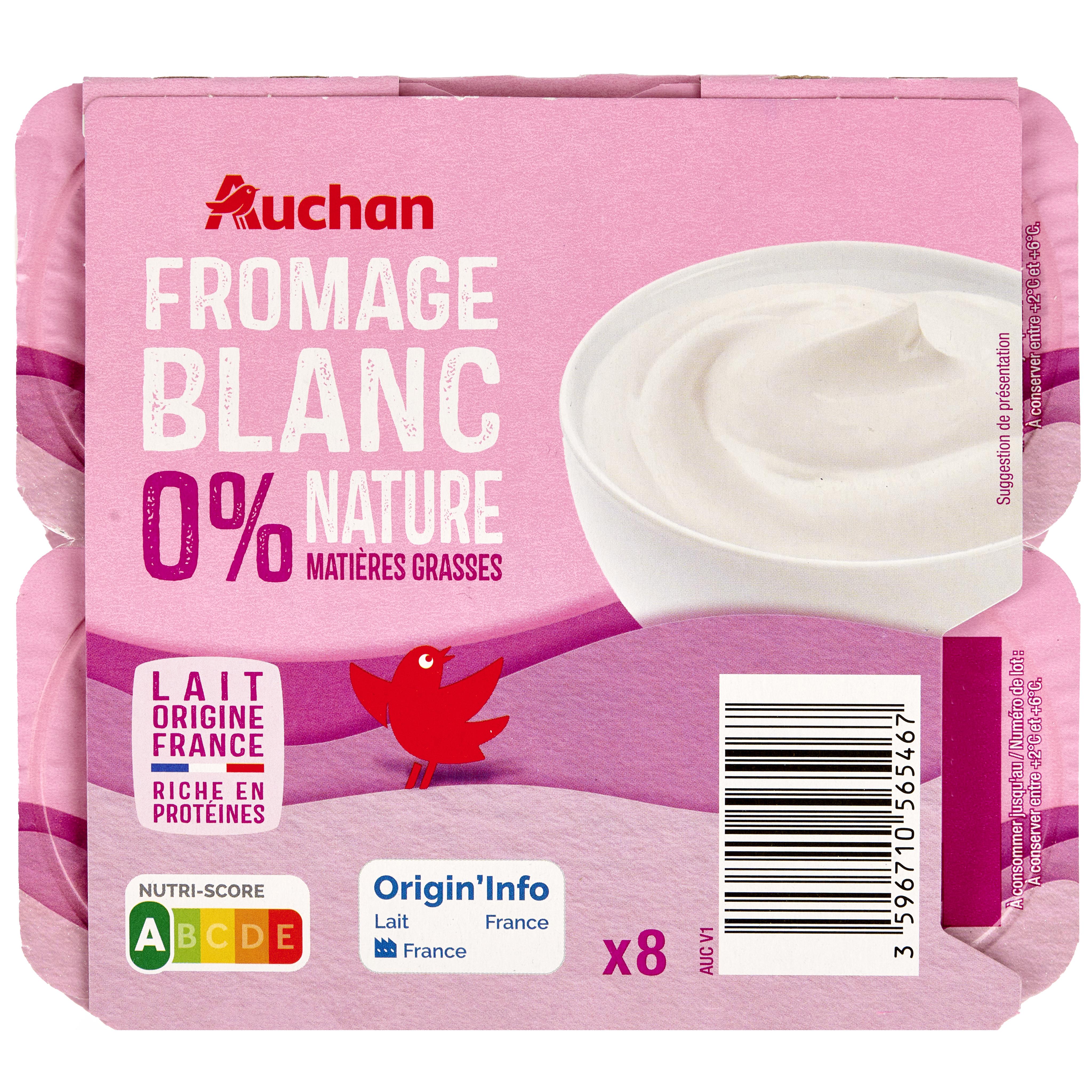 AUCHAN Fromage blanc 0% nature 8x100g