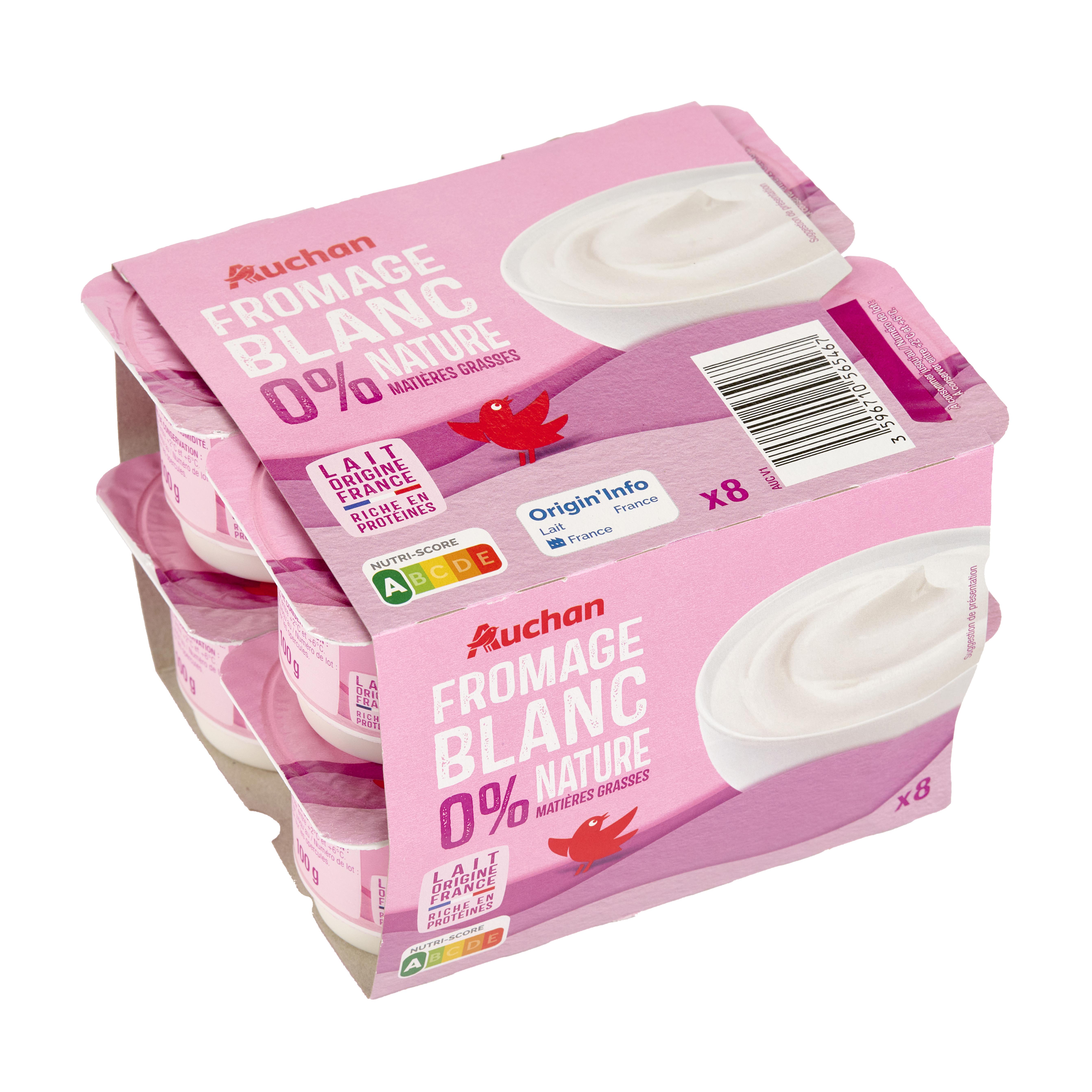 Voir la diapositive 2 : AUCHAN Fromage blanc 0% nature 8x100g