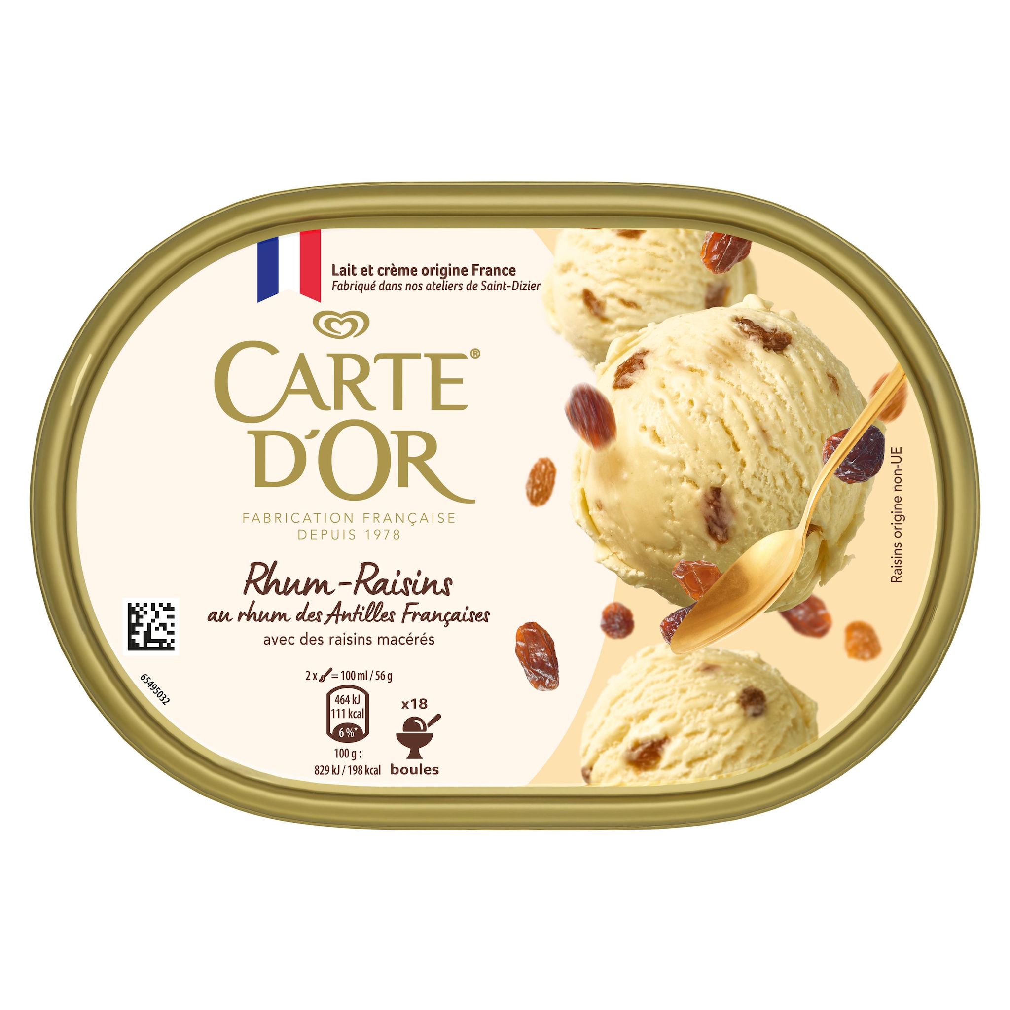 CARTE D'OR Dessert glacé rhum raisins 506g