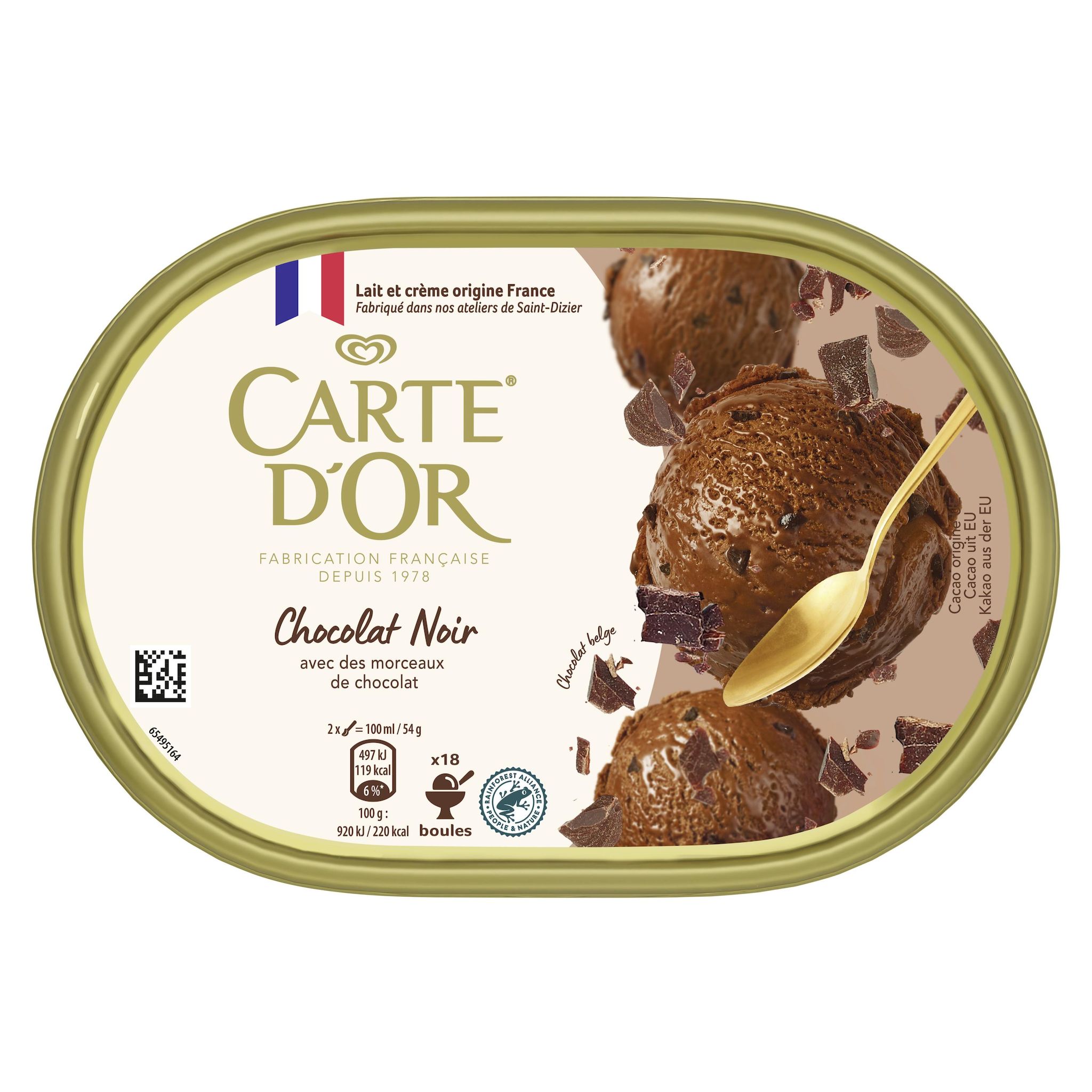 CARTE D'OR Dessert glacé au chocolat noir avec morceaux 482ml