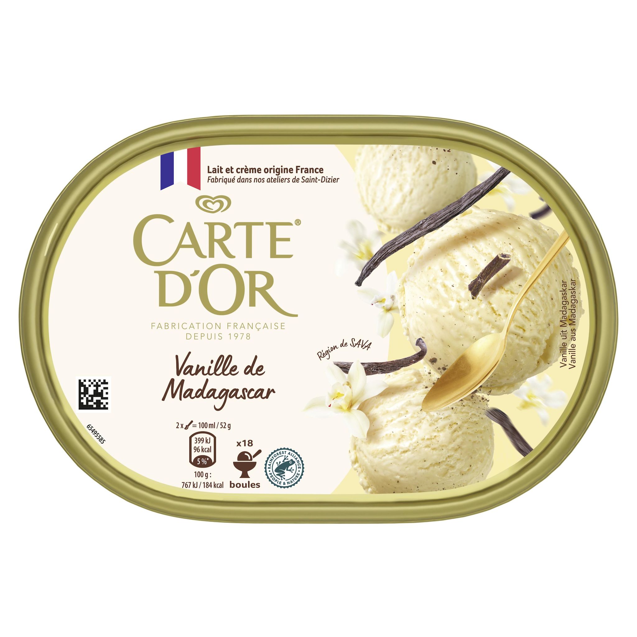 CARTE D'OR Dessert glacé à la vanille de Madagascar 472g
