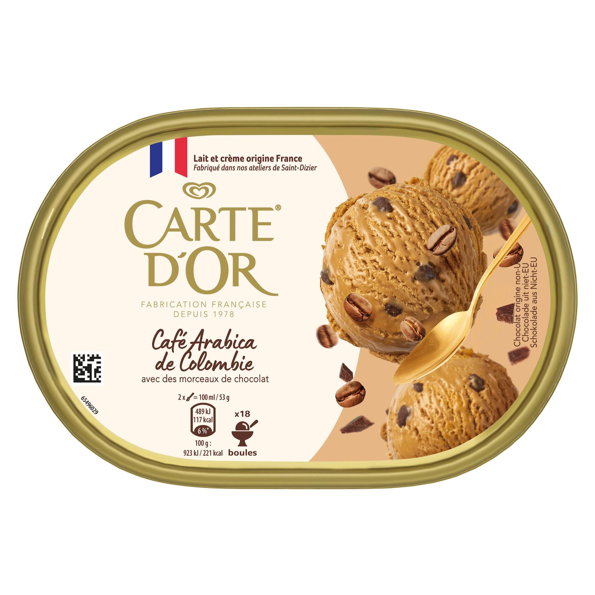 CARTE D'OR Crème glacée café avec morceaux de chocolat au café 900ml