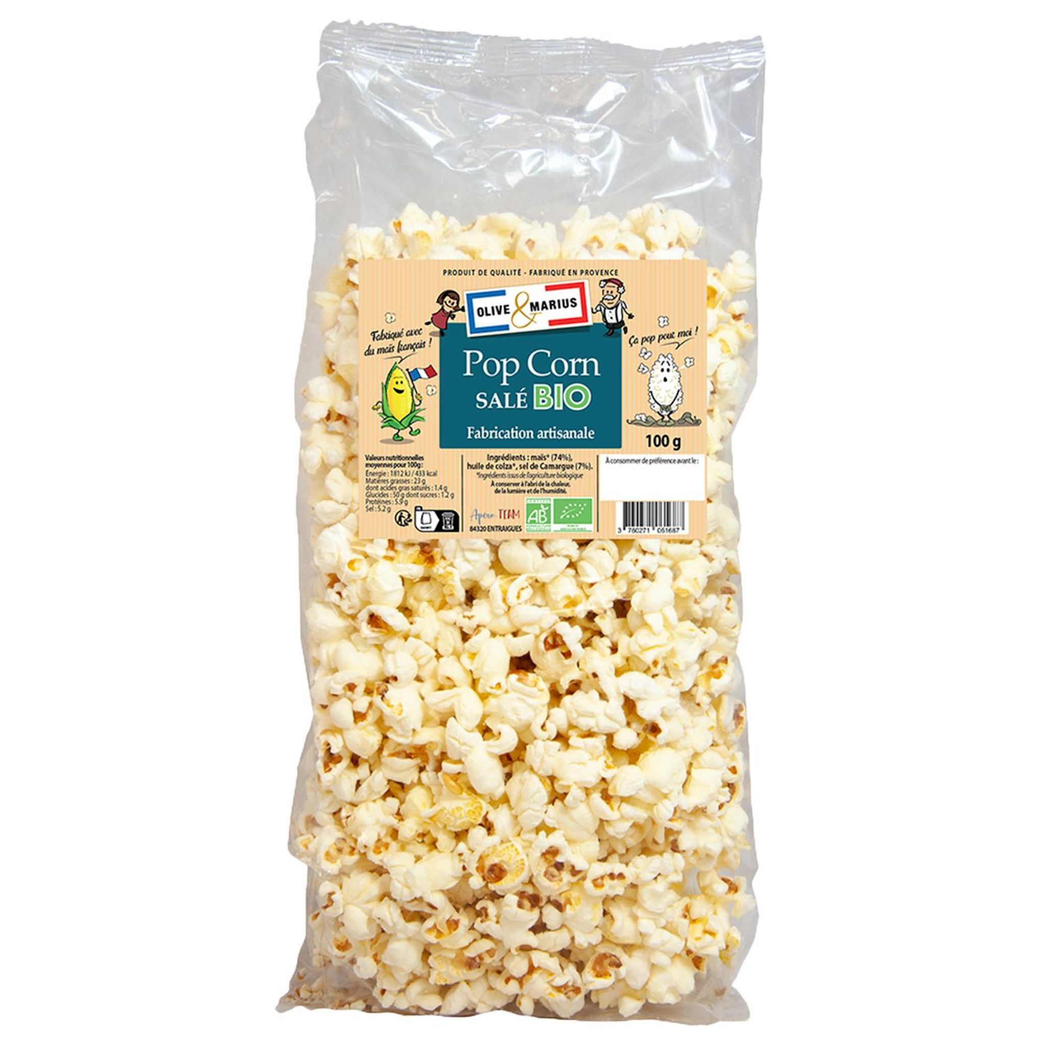 OLIVE & MARIUS Pop corn salé bio 100g