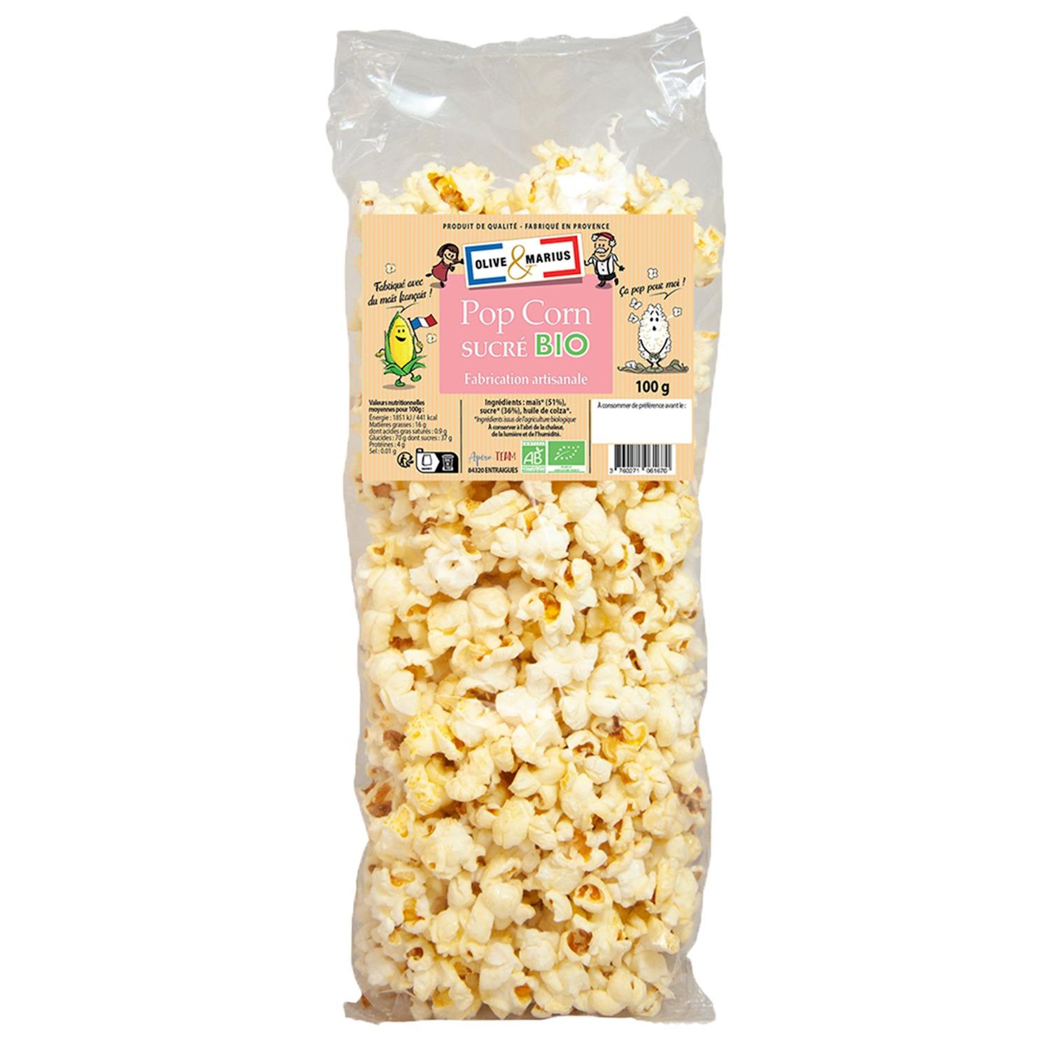 OLIVE & MARIUS Pop corn sucré bio 100g