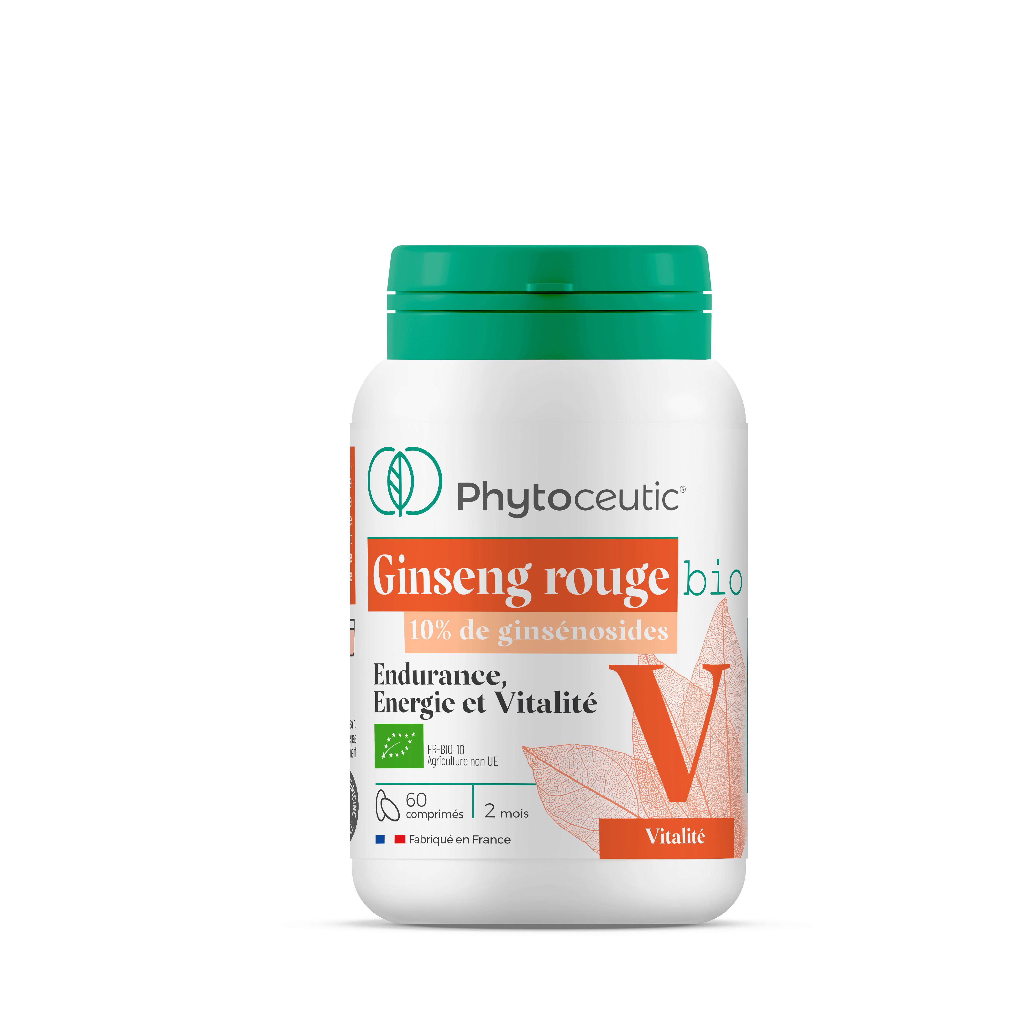 PHYTOCEUTIC Complément alimentaire ginseng rouge bio 60 comprimés