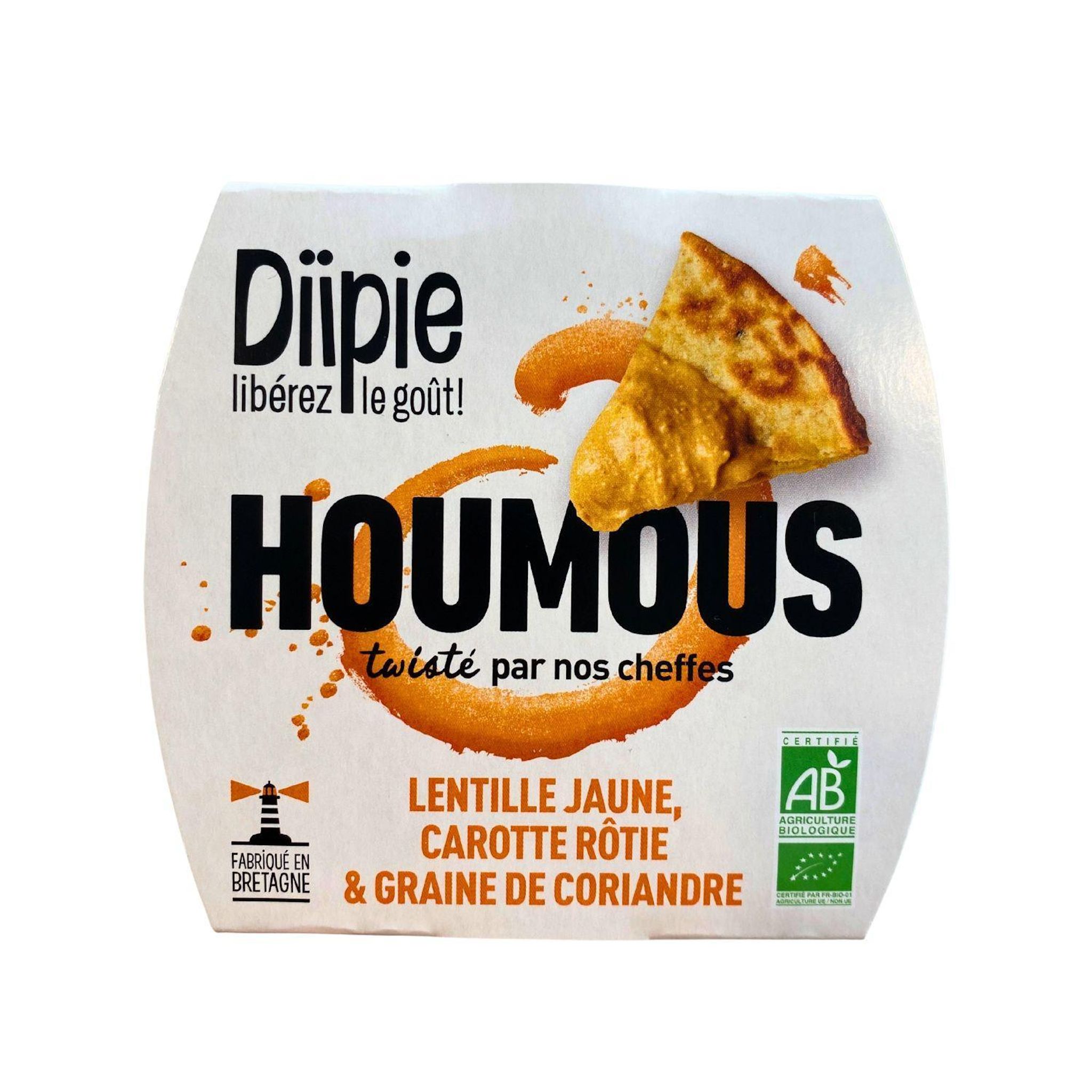 DIIPIE Houmous lentille jaune, carotte rôtie et graine de coriandre bio 160g