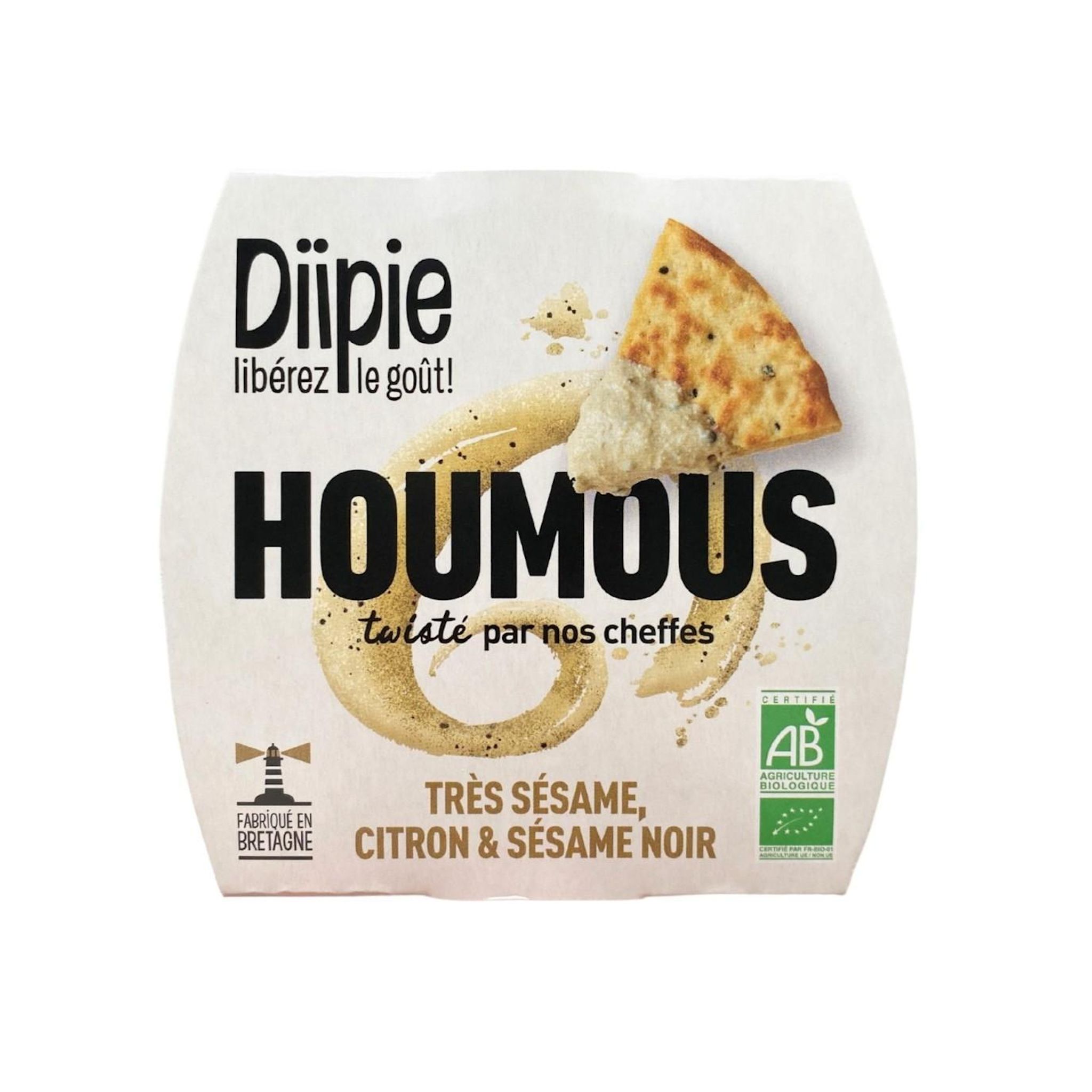 DIIPIE Houmous très sésame, citron et sésame noir bio 160g