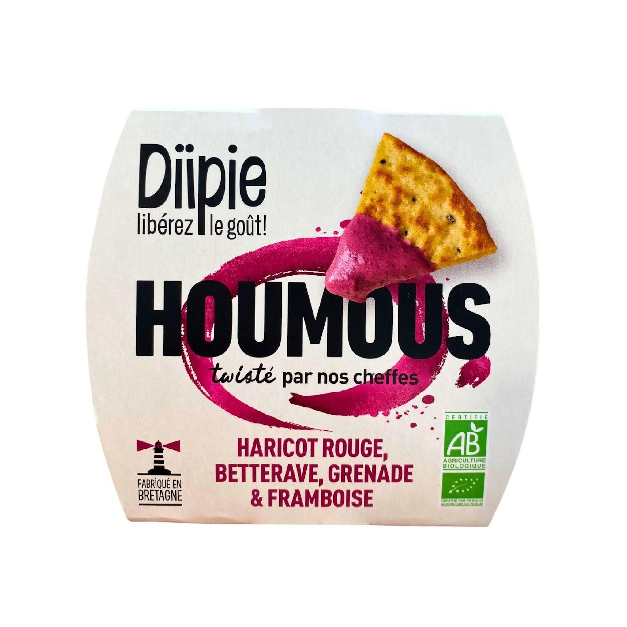 DIIPIE Houmous haricot rouge, betterave, grenade et framboise bio 160g