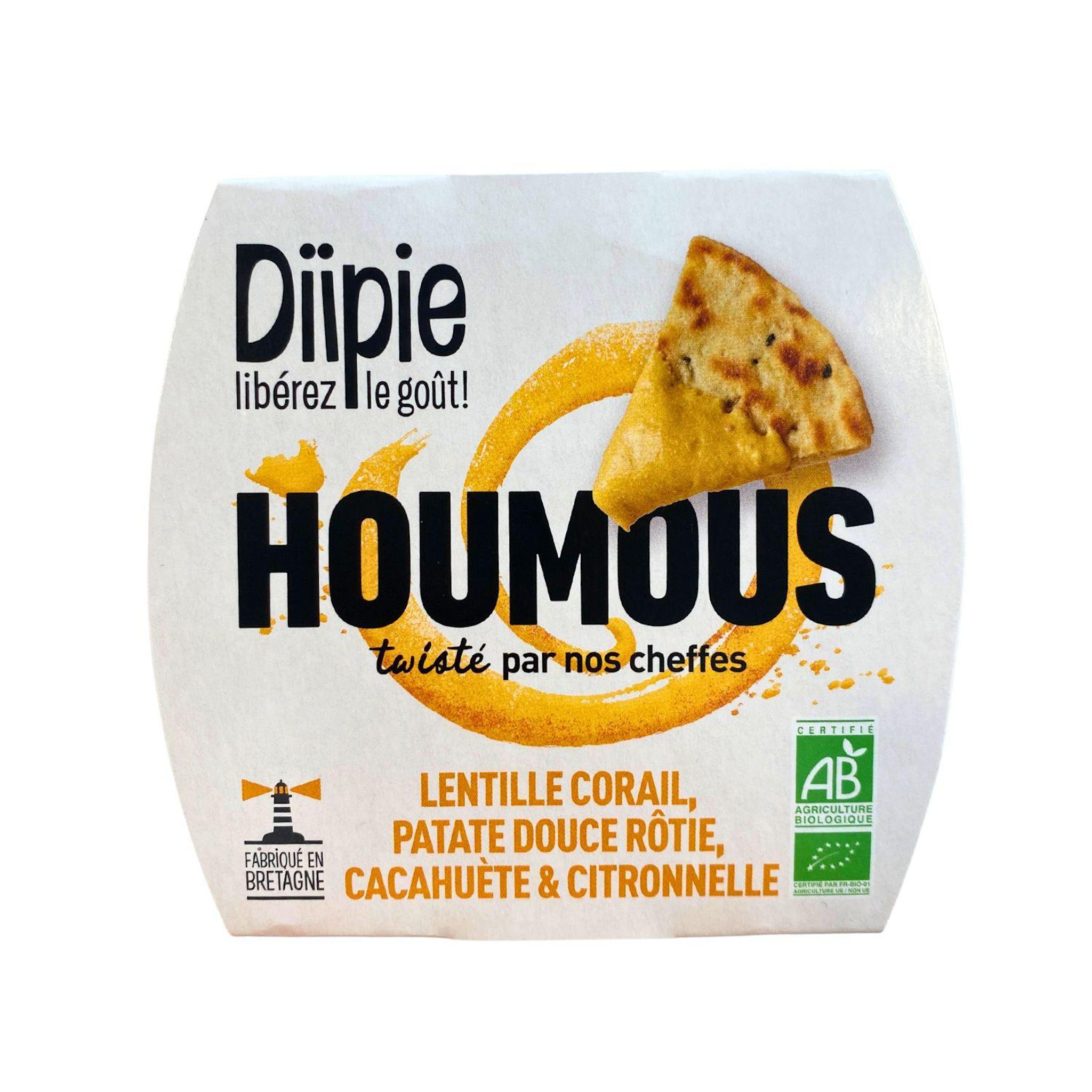 DIIPIE Houmous lentille corail, patate douce rôtie, cacahuète et citronnelle bio 160g