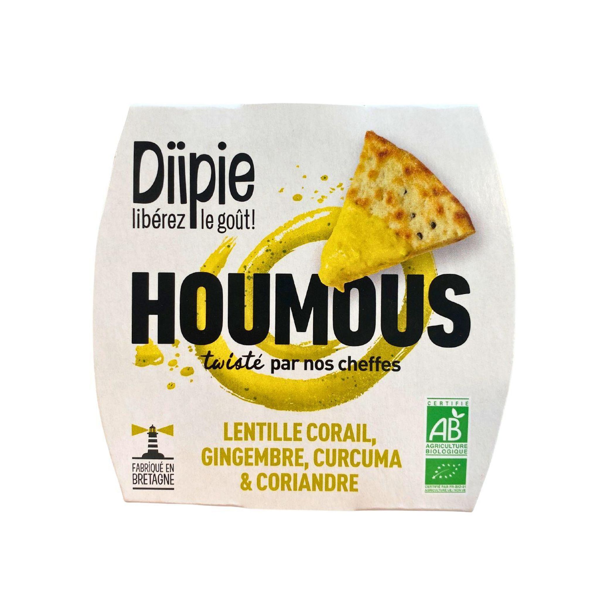 DIIPIE Houmous lentille corail, gingembre, curcuma et coriandre bio 160g