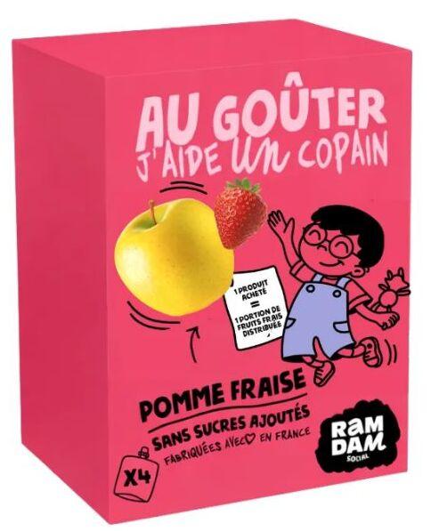 RAMDAM SOCIAL Gourdes compotes de pommes fraises sans sucres ajoutés 4x90g