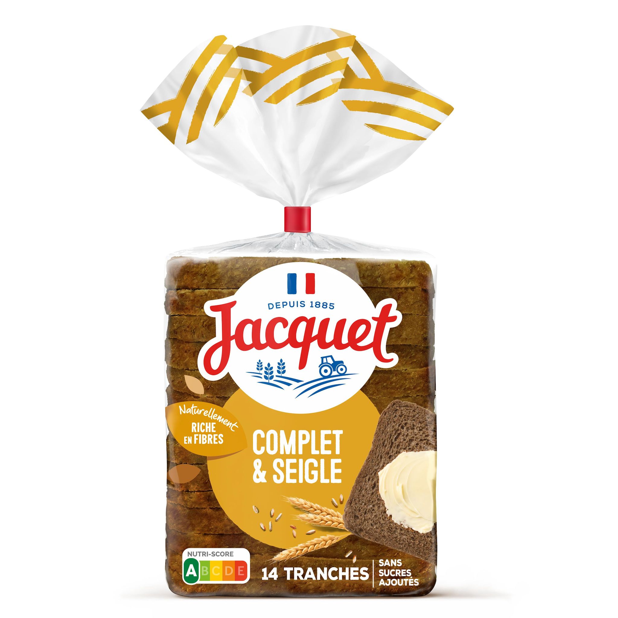 JACQUET Pain de mie complet et seigle 14 tranches 500g