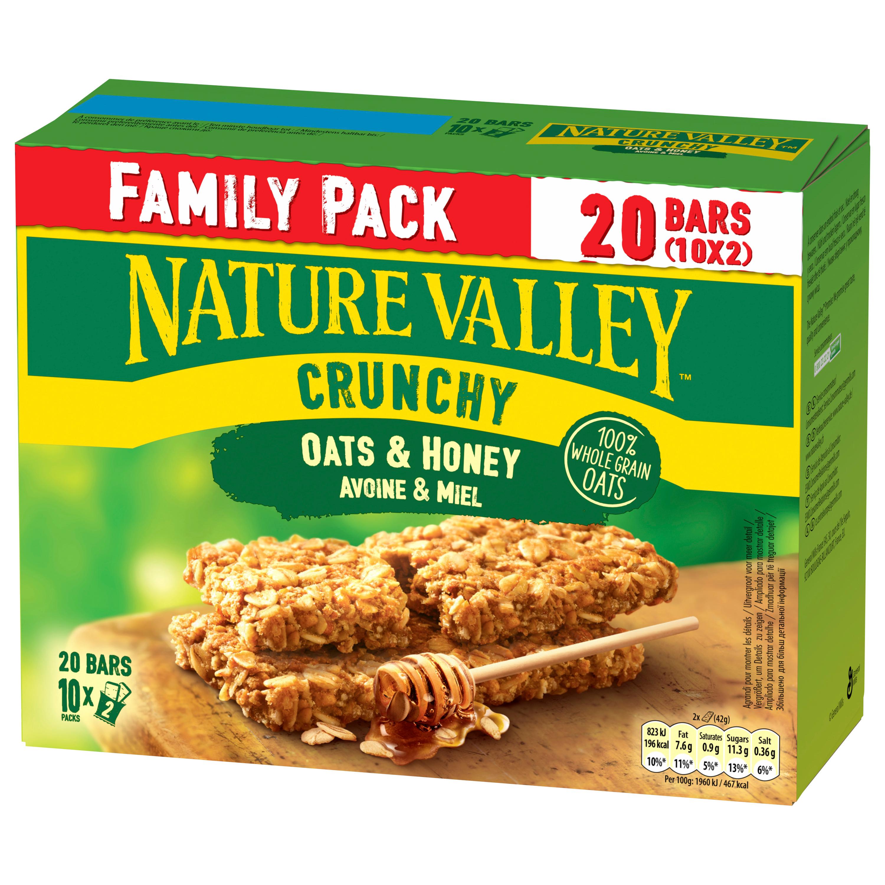 NATURE VALLEY Crunchy barres de céréales avoine et miel 5x2 barres 10x42g